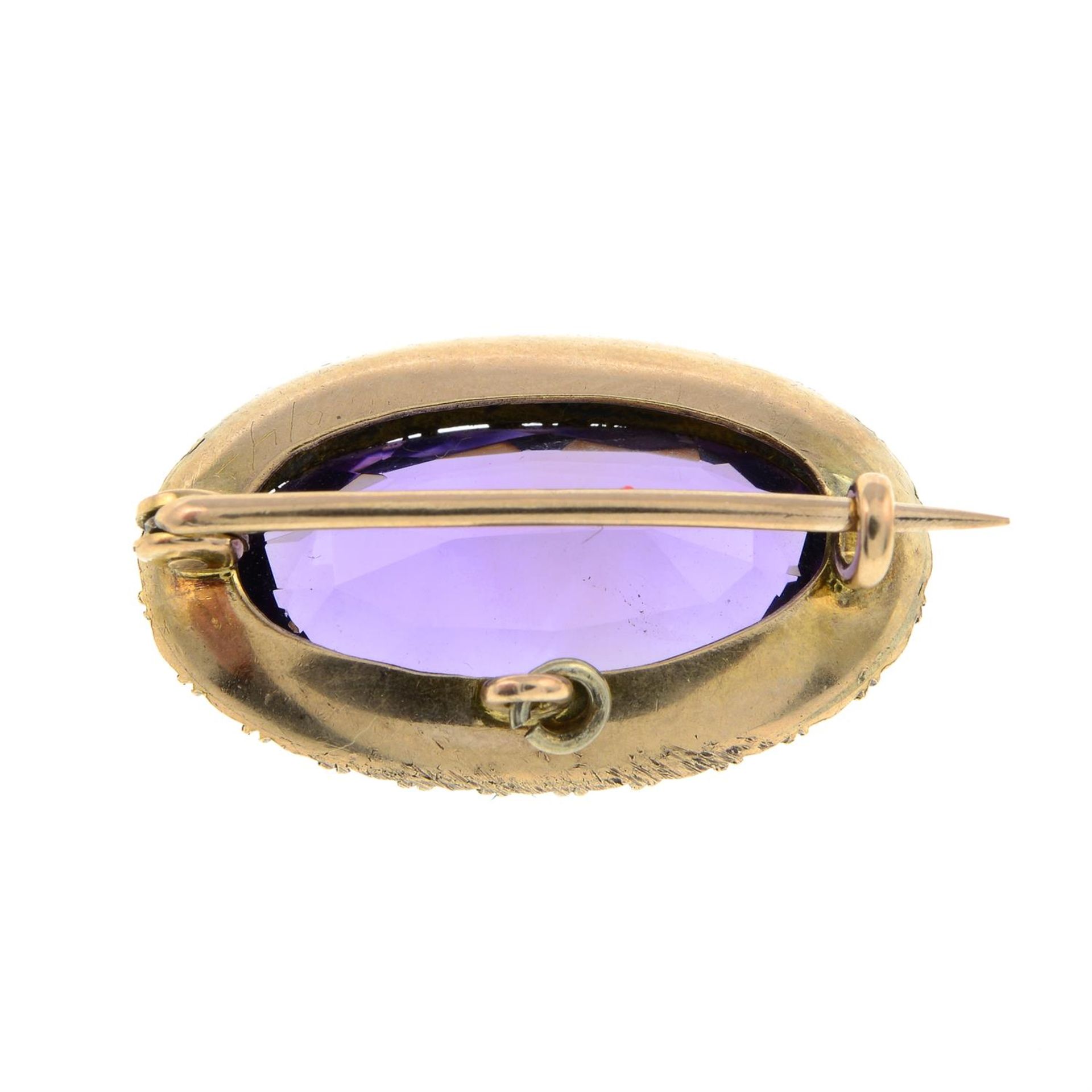 A 19th century amethyst and split pearl brooch. - Image 2 of 2