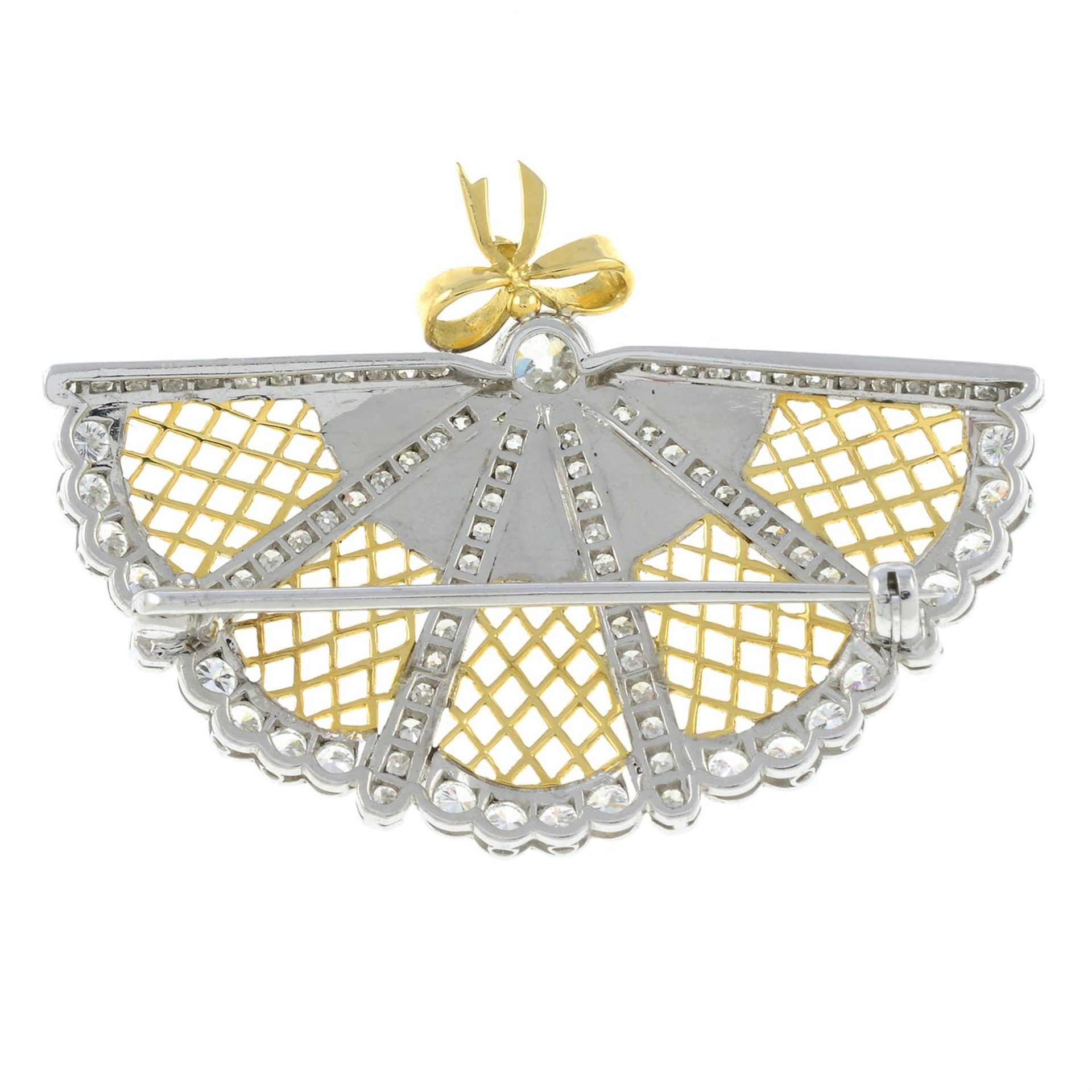 A vari-cut diamond fan brooch. - Image 2 of 2