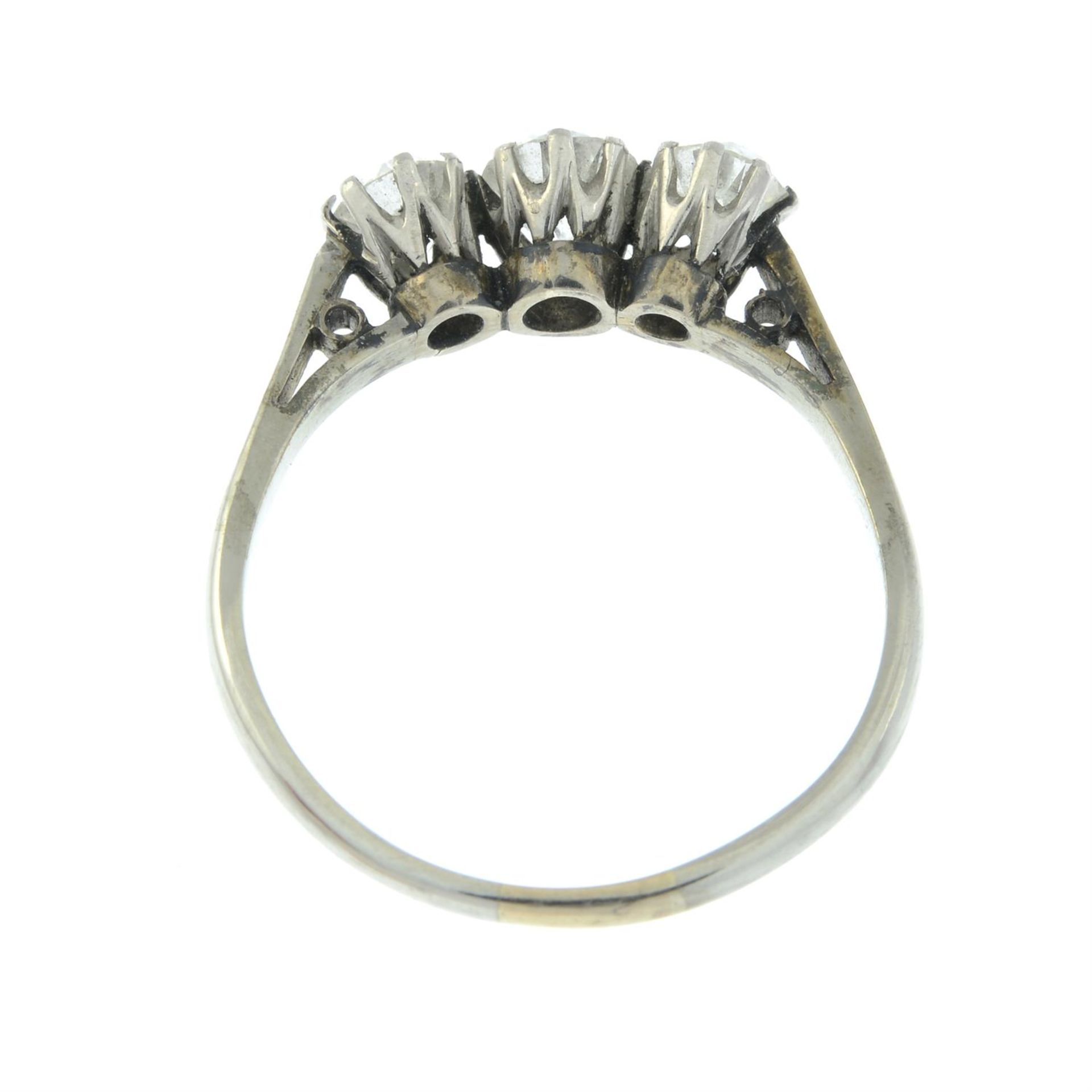 An old-cut diamond three-stone ring. - Image 2 of 2