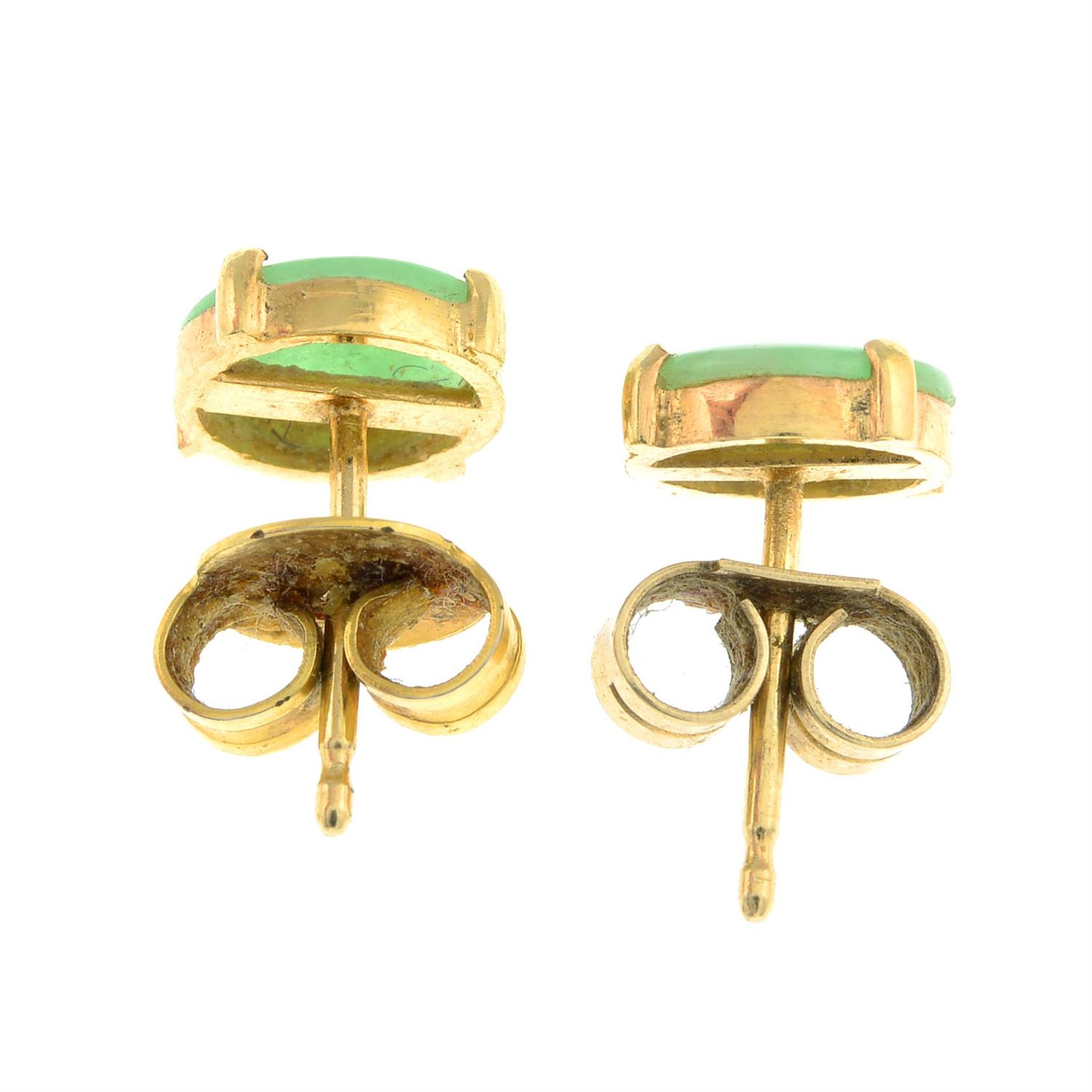 A pair of jade stud earrings. - Image 2 of 2