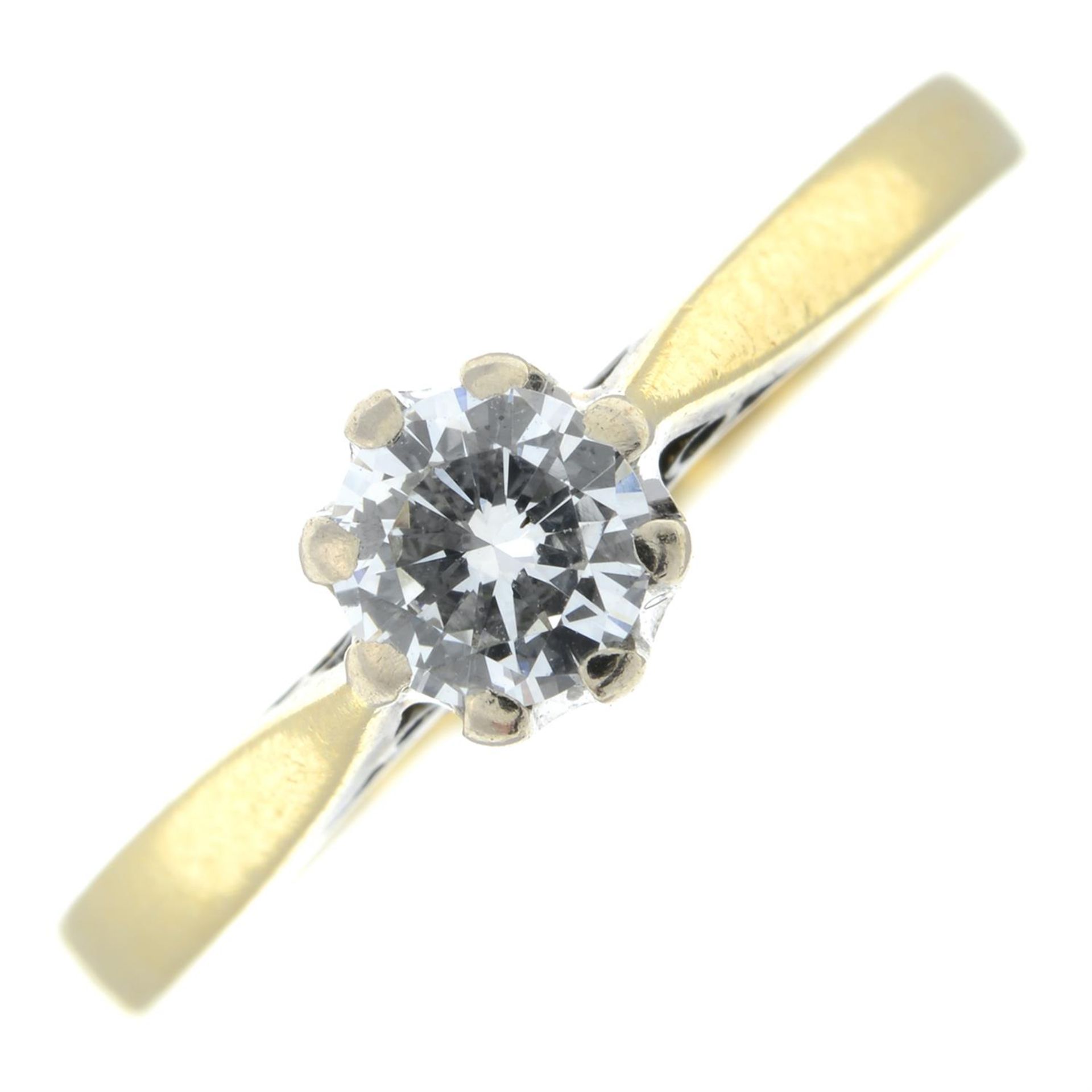 An 18ct gold brilliant-cut diamond single-stone ring.