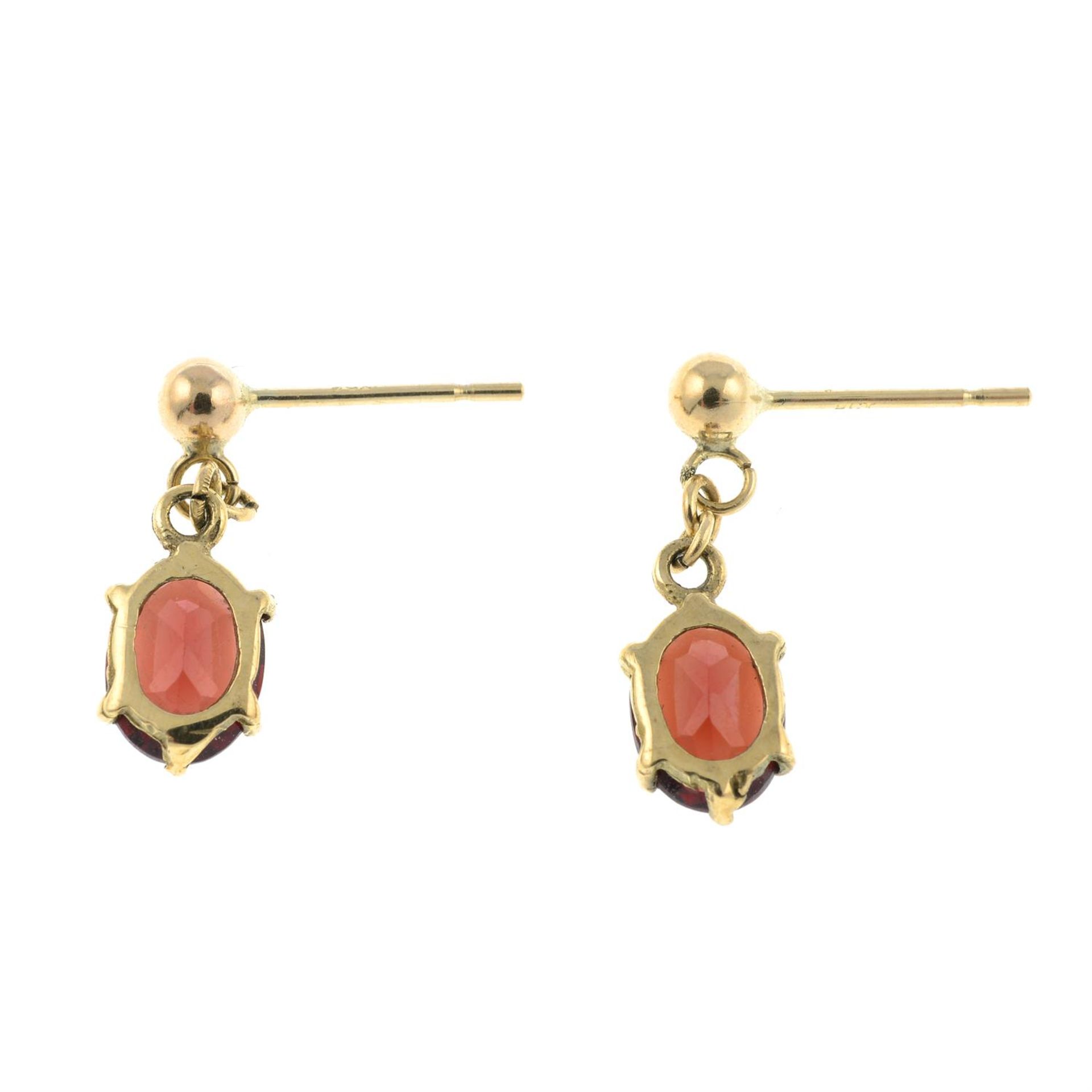 A pair of garnet drop earrings. - Image 2 of 2