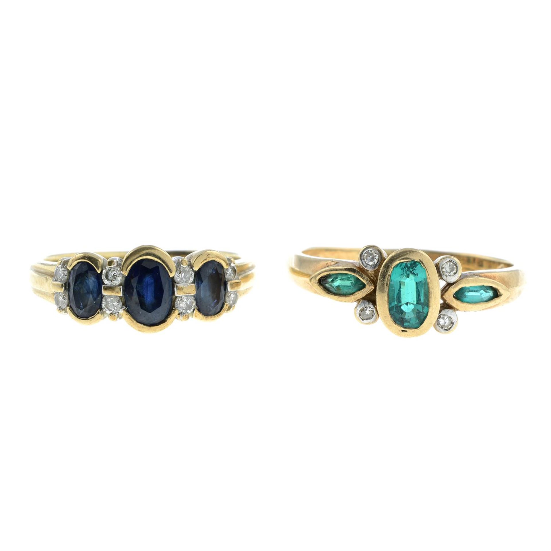 Two 9ct gold gem-set rings.