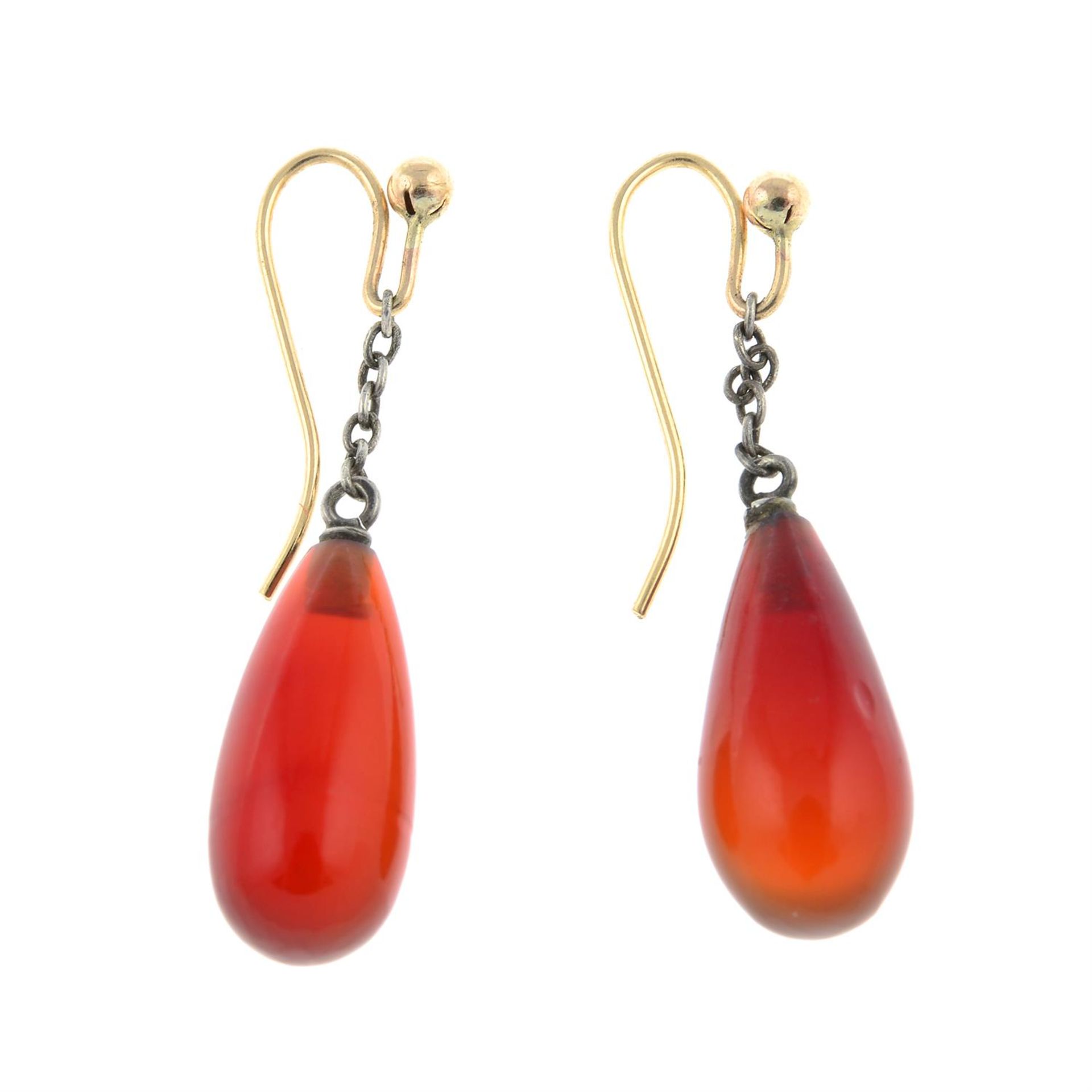 A pair of carnelian drop earrings. - Image 2 of 2