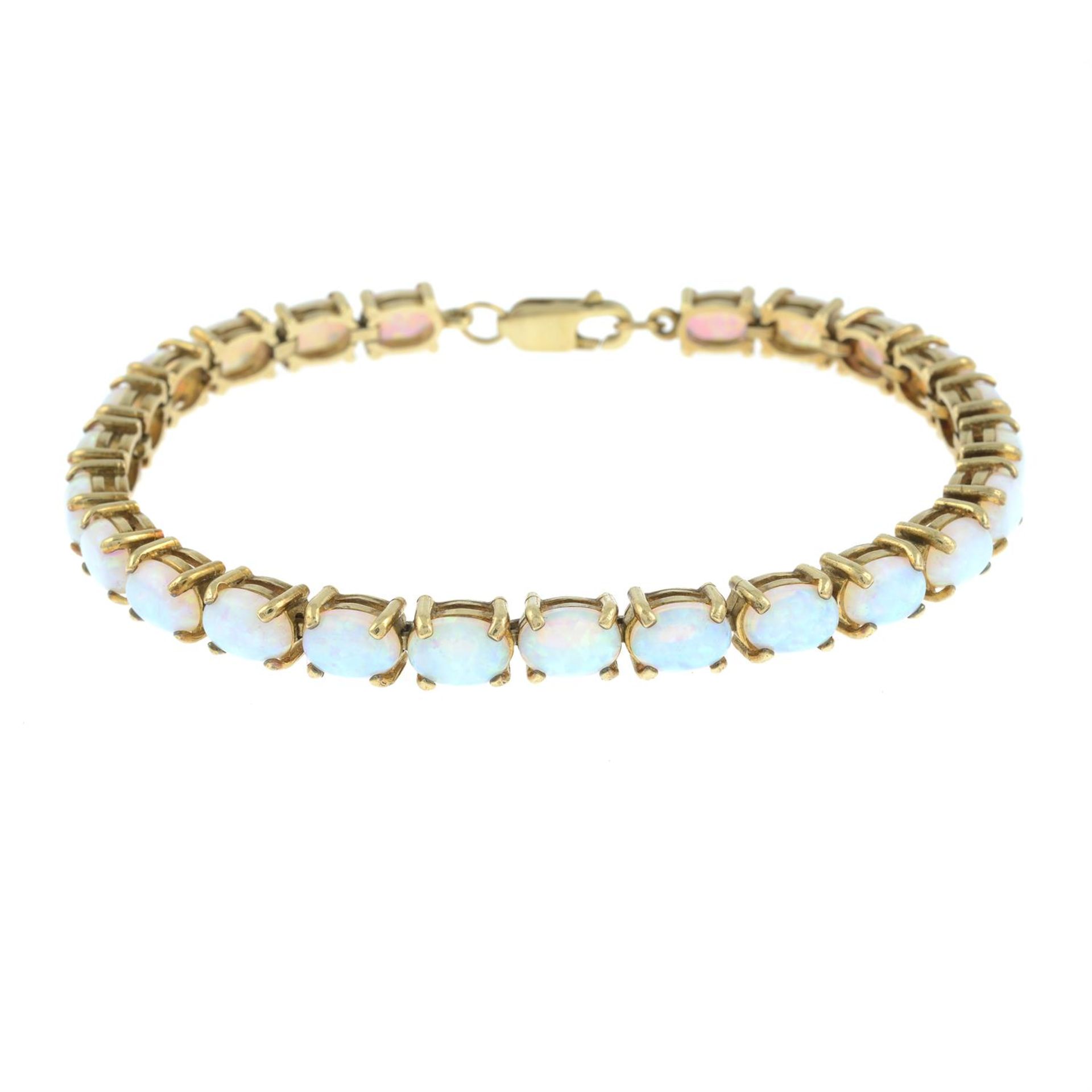 A synthetic opal bracelet.