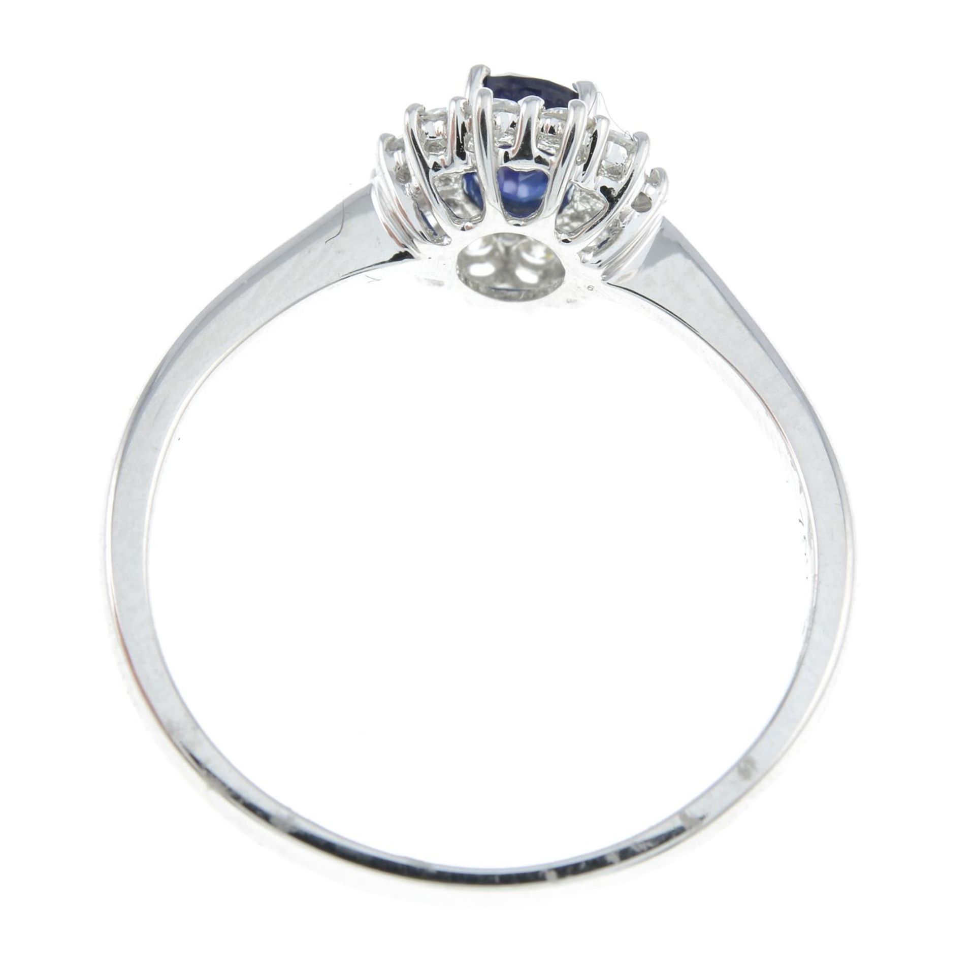 An 18ct gold sapphire and brilliant-cut diamond cluster ring. - Image 2 of 2