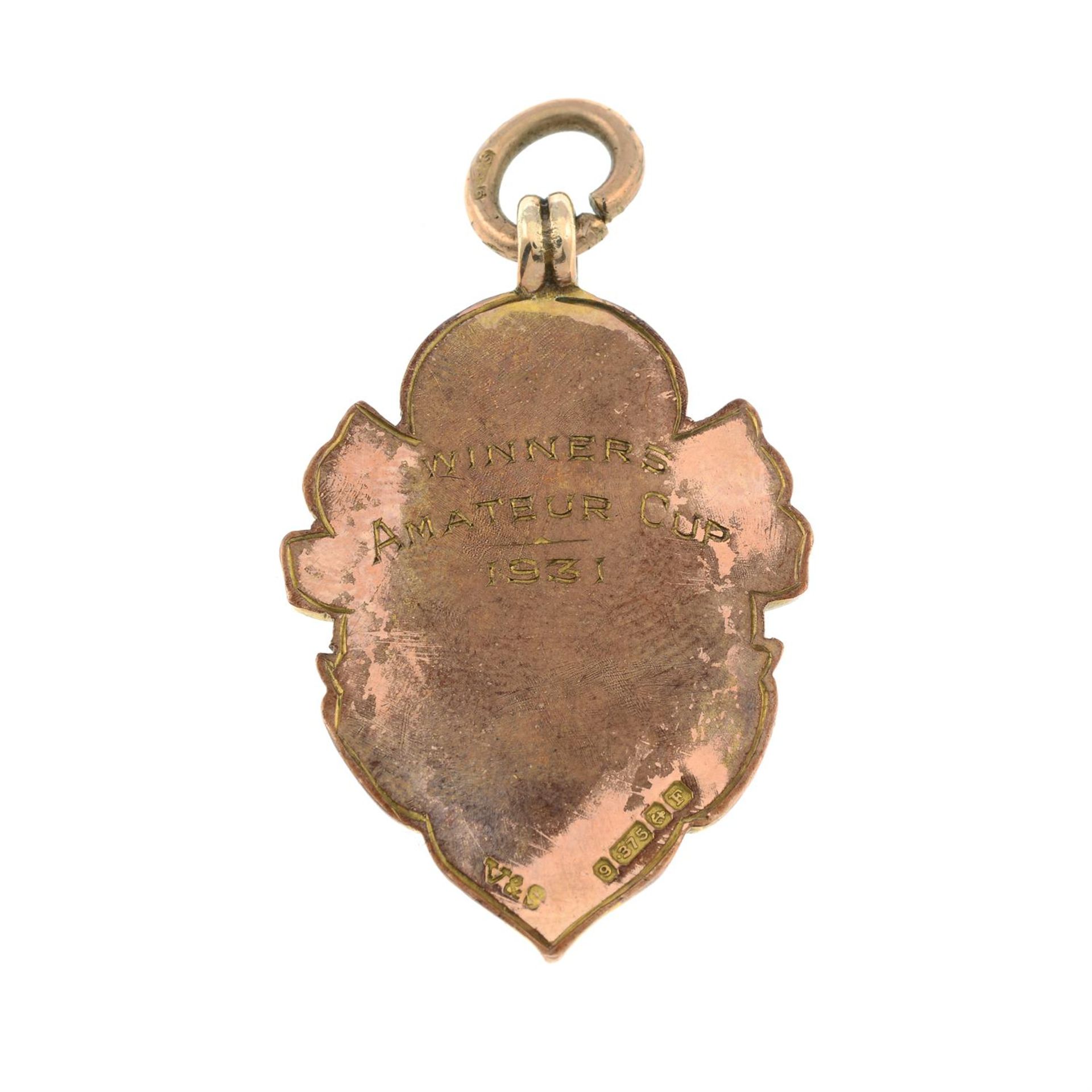 An early 20th century 9ct gold enamel 'Cheshire Football association' medallion pendant. - Image 2 of 2