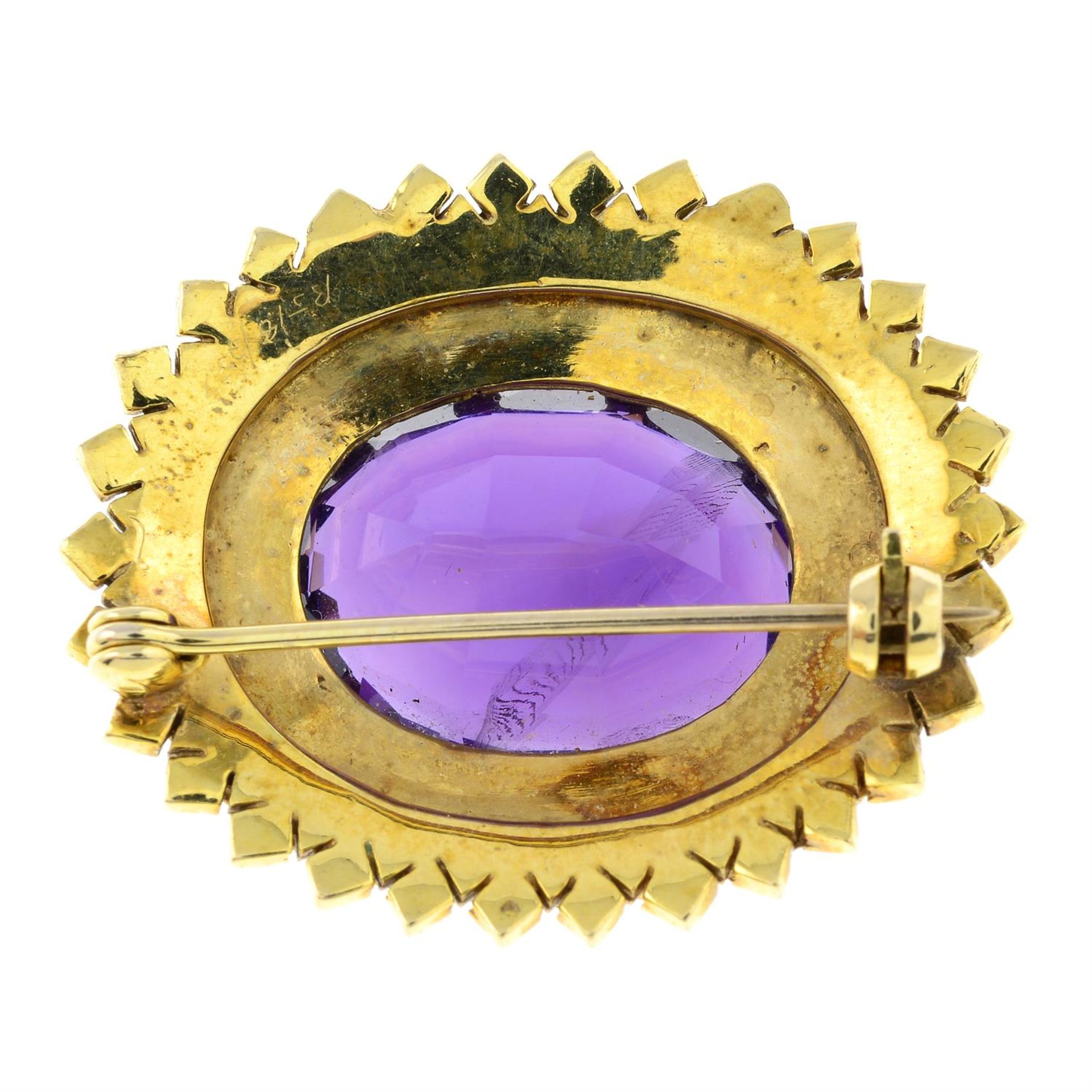 An amethyst and split pearl brooch. - Image 2 of 2