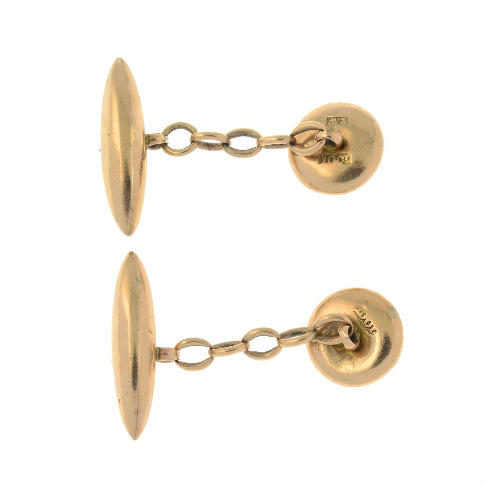 A pair of early 20th century gold and split pearl cufflinks. - Image 2 of 2