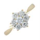 A 9ct gold brilliant-cut diamond floral cluster ring.