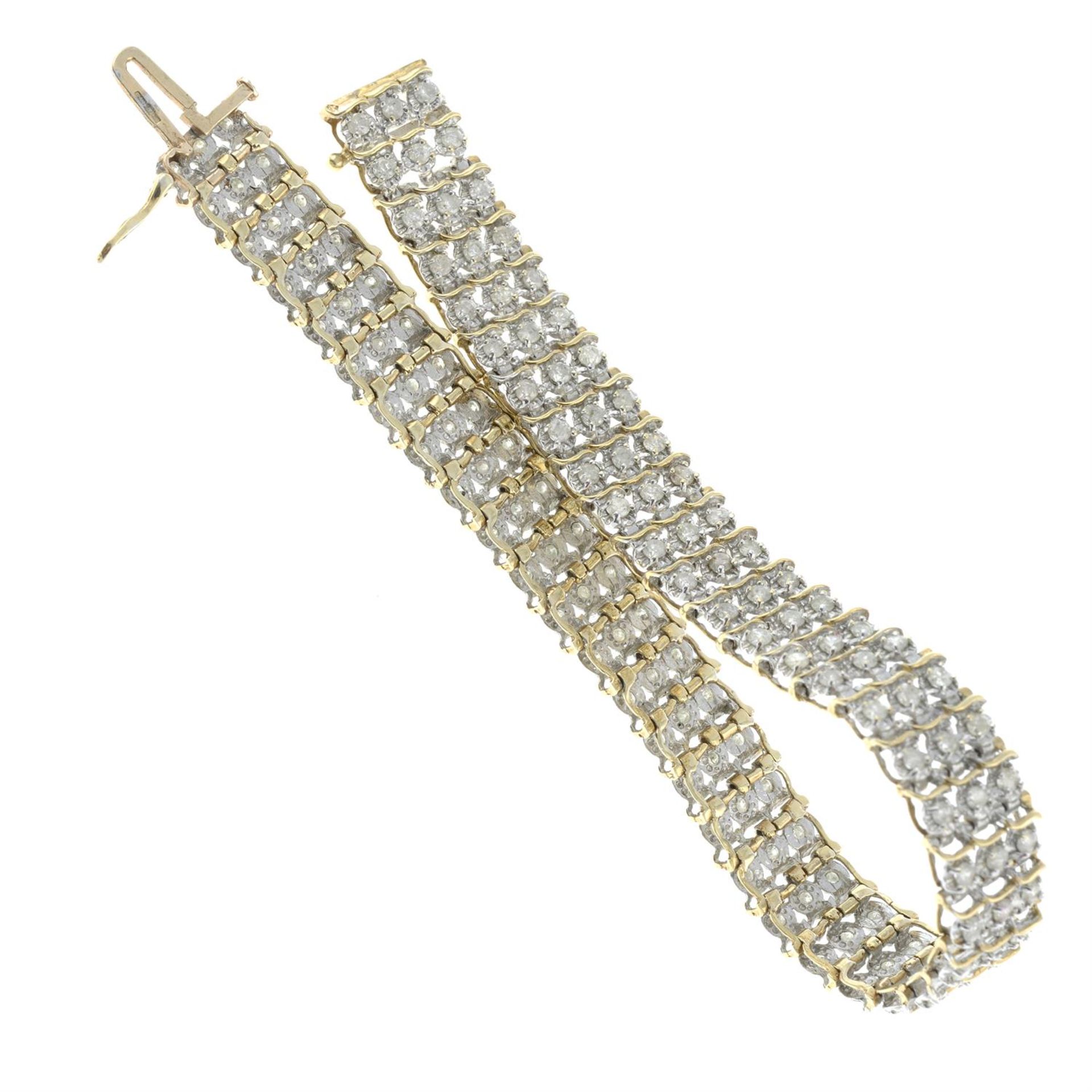 A 9ct gold diamond bracelet. - Image 2 of 2