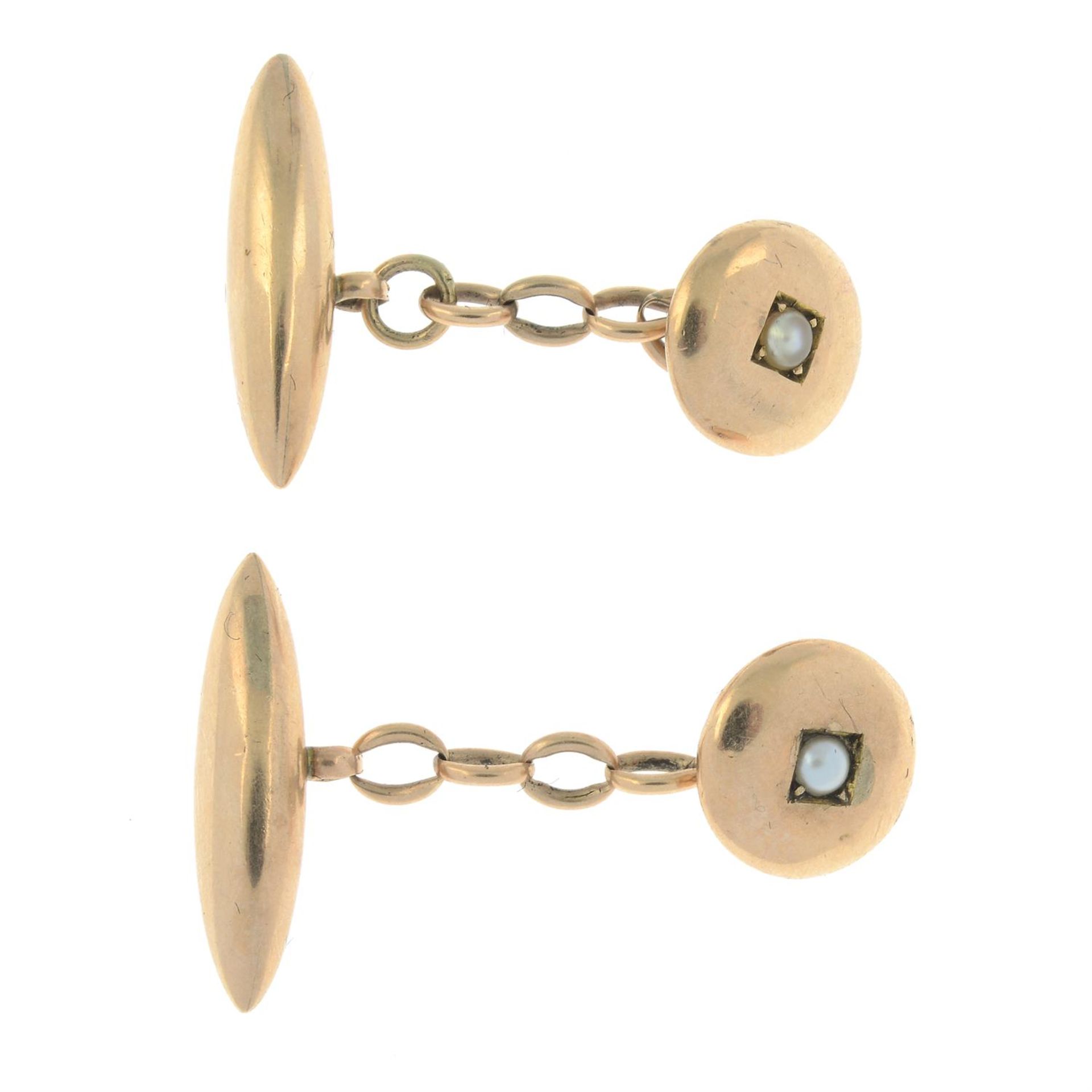 A pair of early 20th century gold and split pearl cufflinks.