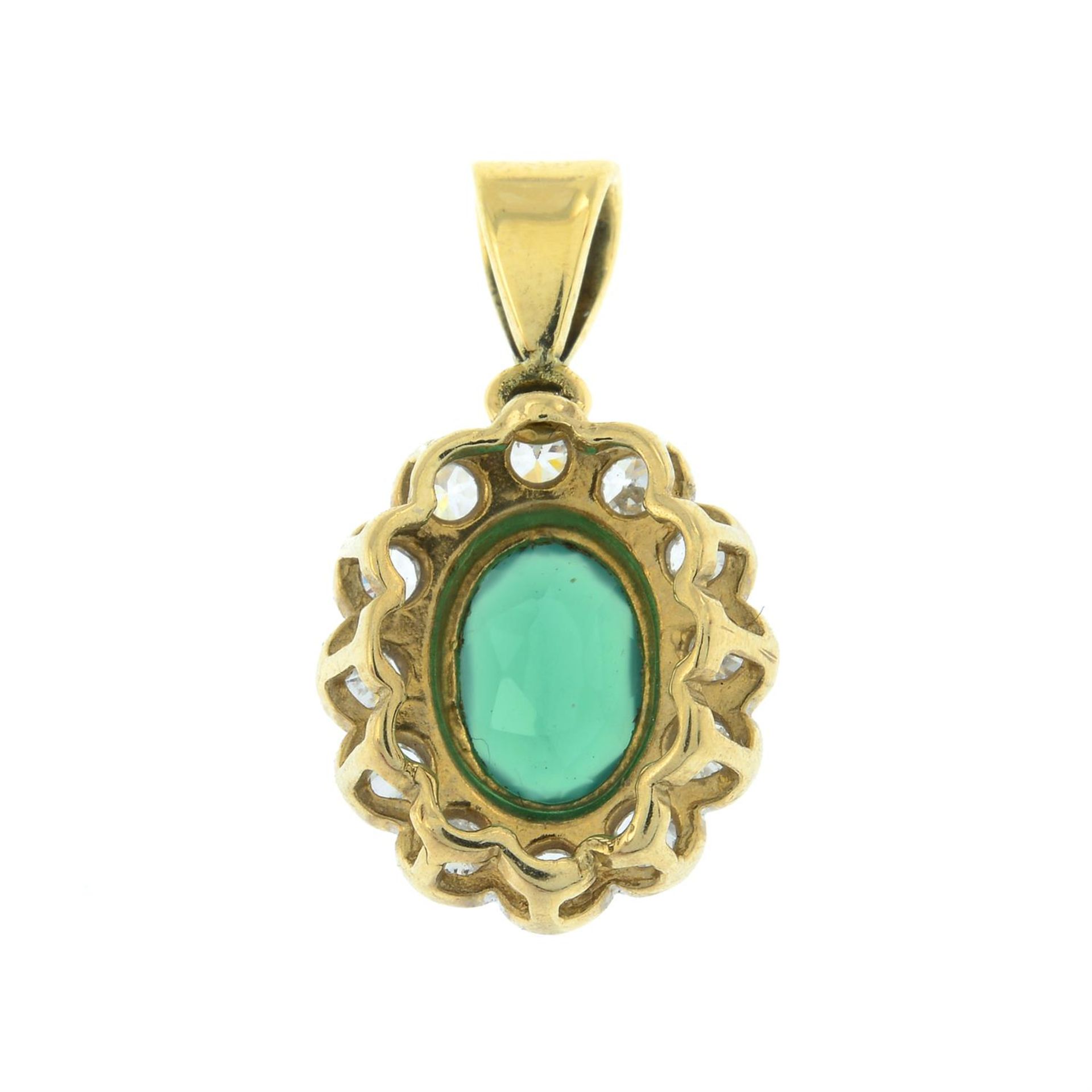 A chrysoprase and cubic zirconia cluster pendant. - Image 2 of 2