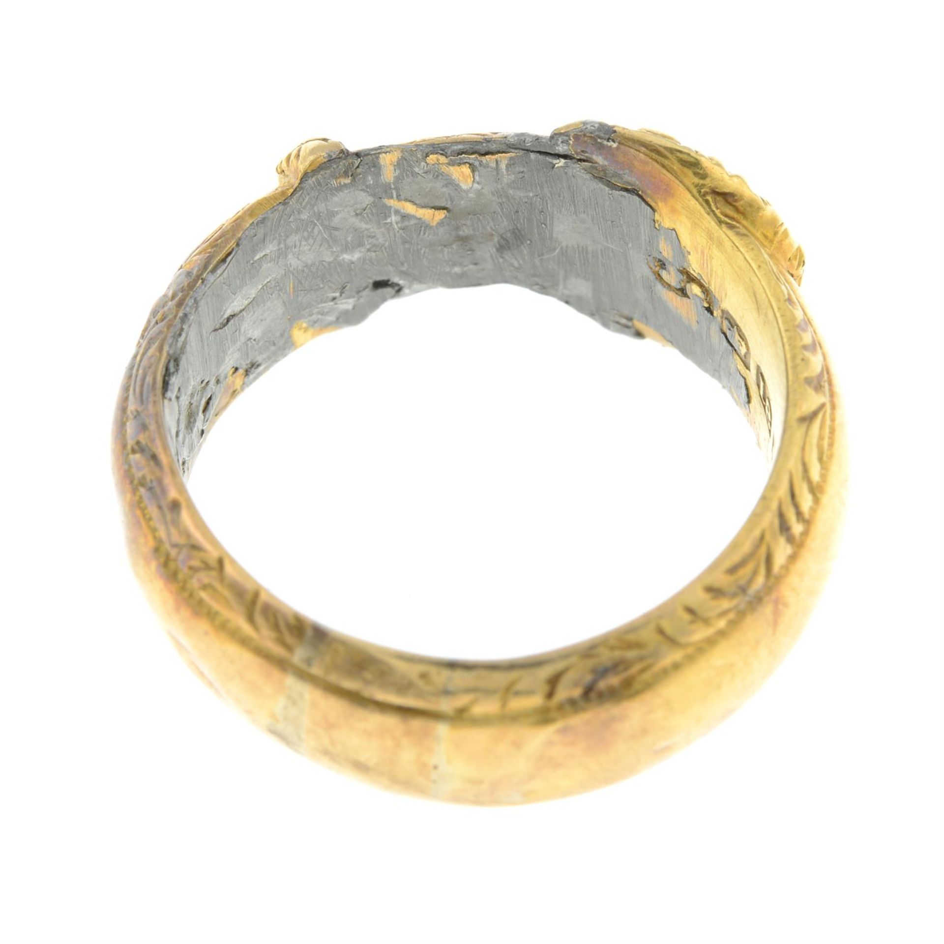 An Edwardian 18ct gold buckle ring, with old-cut diamond highlight. - Image 2 of 2