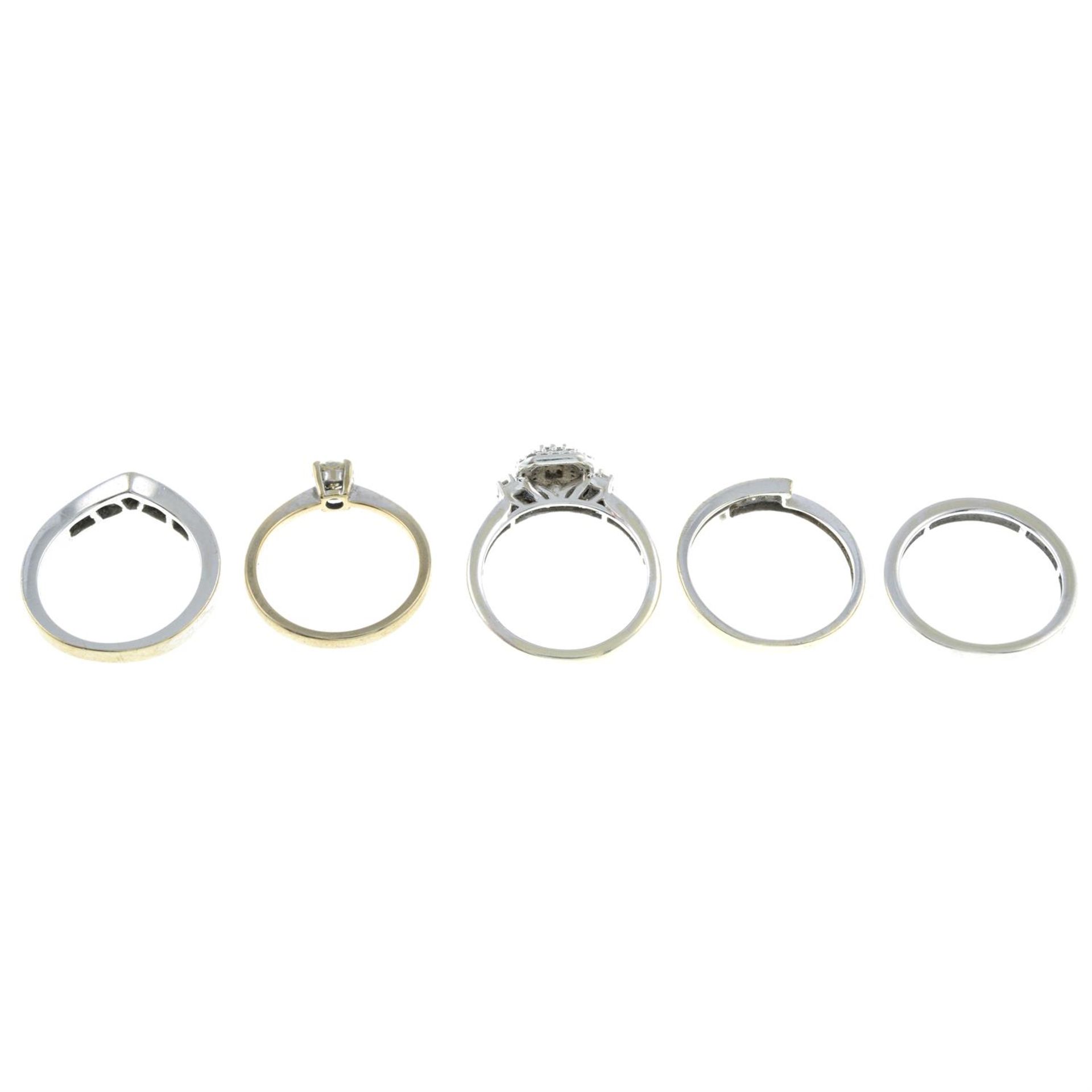 Five diamond rings. - Image 2 of 2