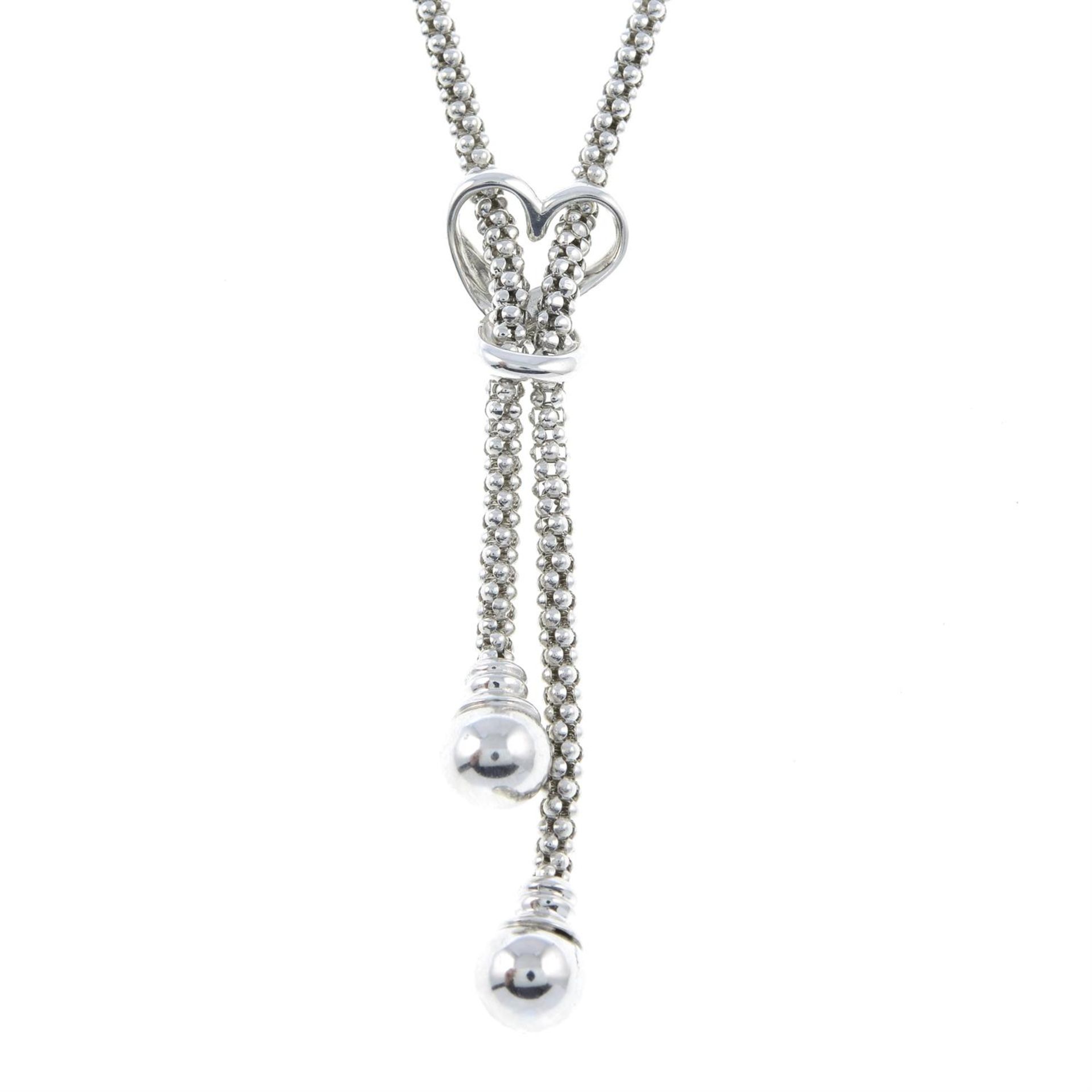 An 18ct gold fancy-link necklace, with openwork heart detail.