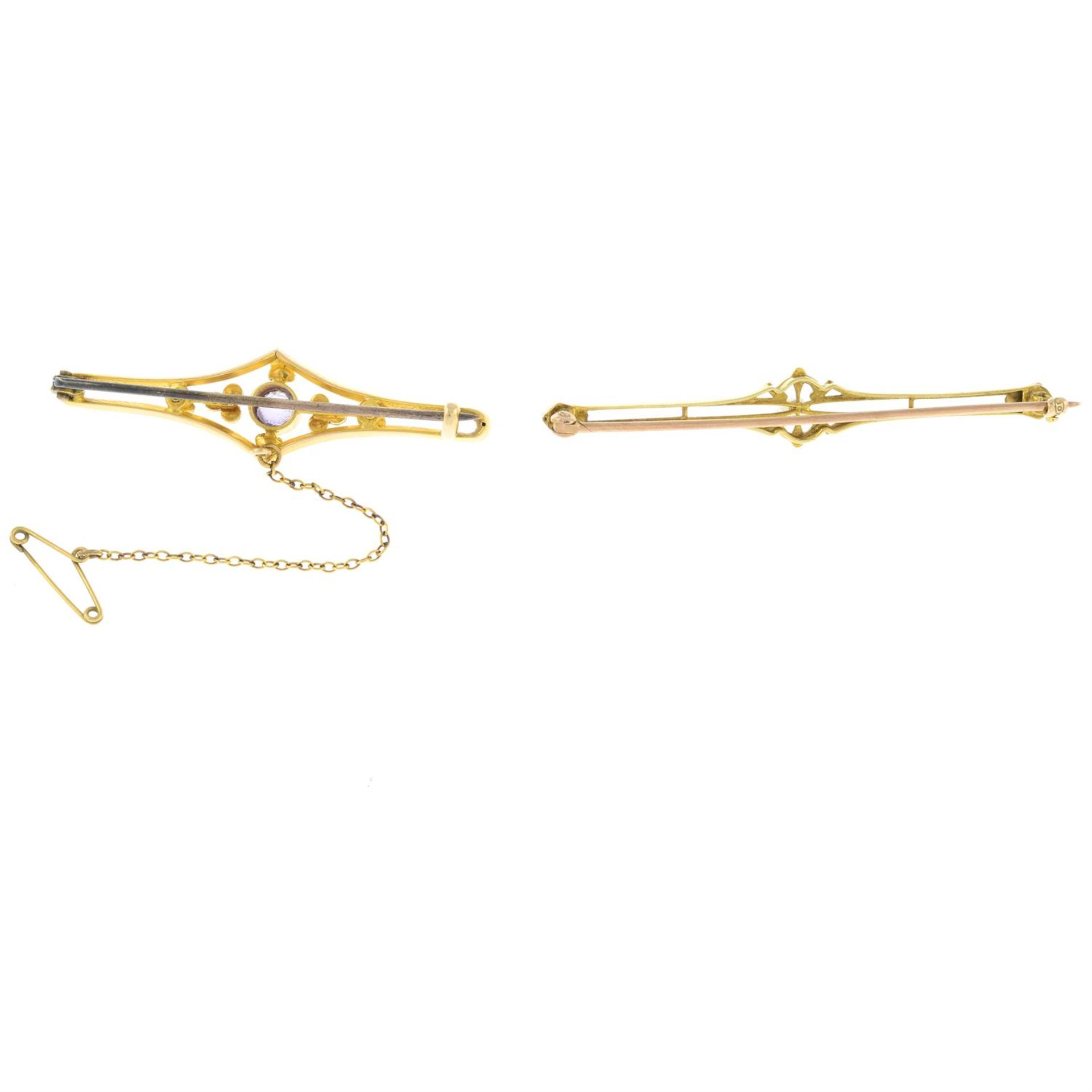 Two early 20th century gold gem-set brooches. - Image 2 of 2