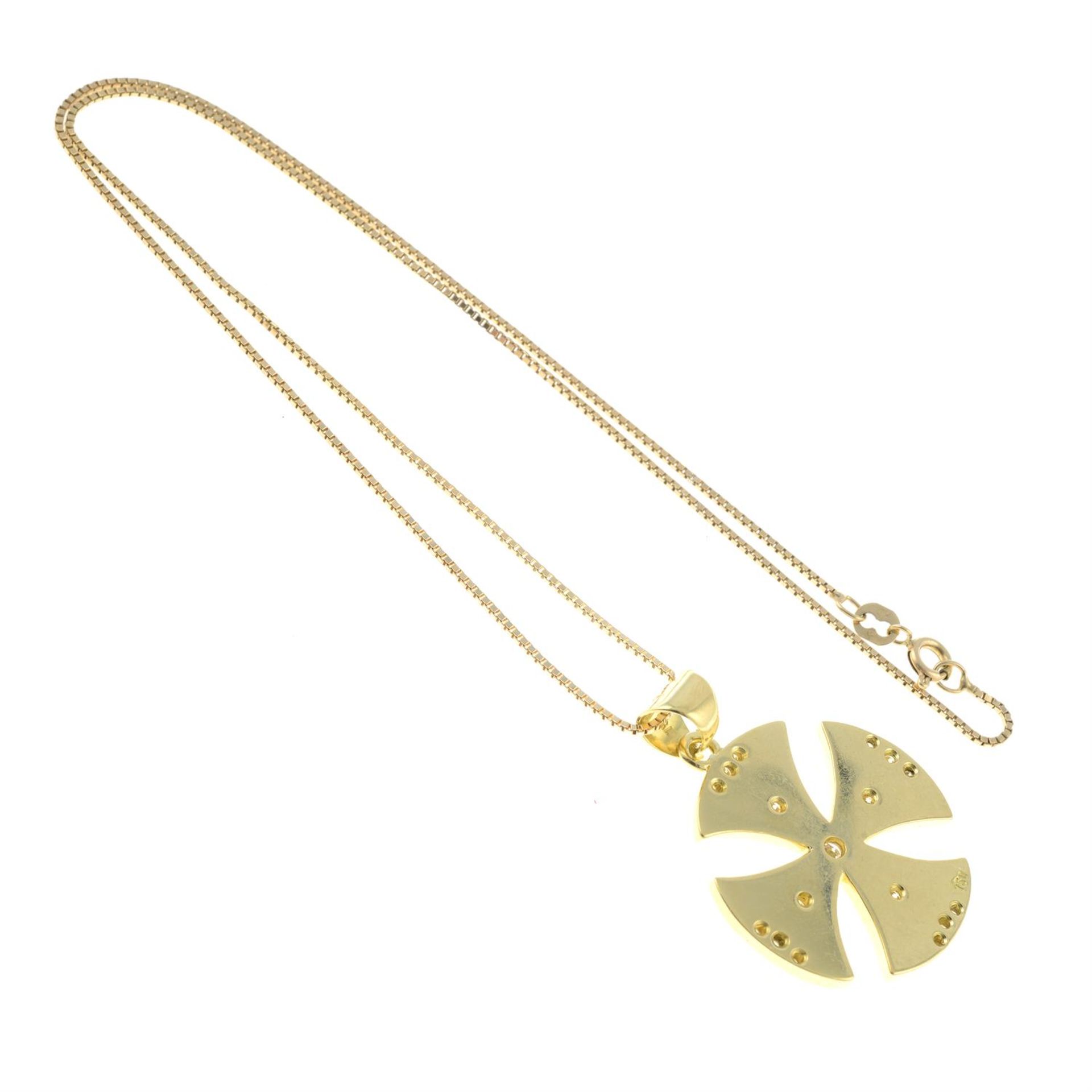 A diamond accent cross pendant, with chain. - Image 2 of 2