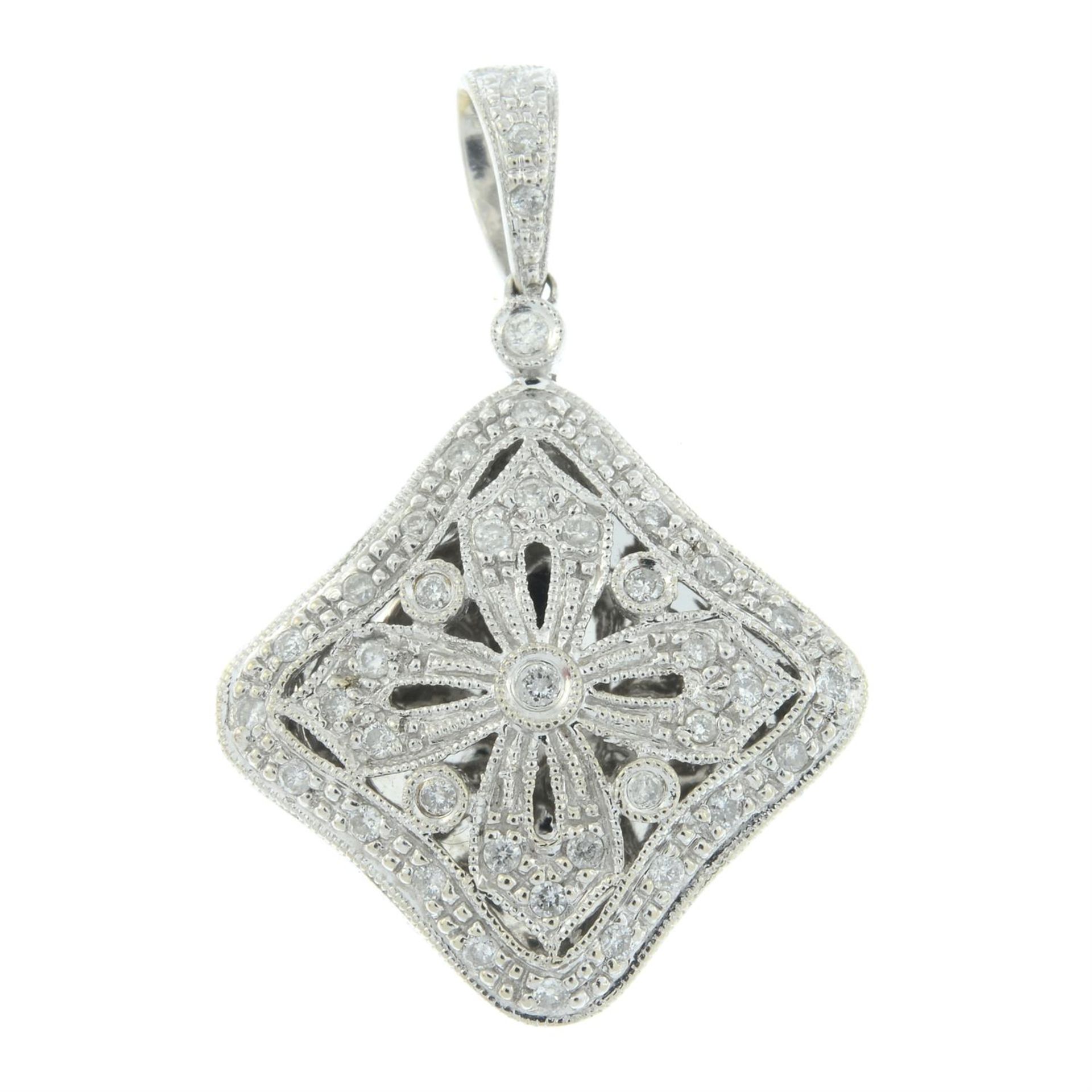 A 9ct gold diamond openwork locket pendant.