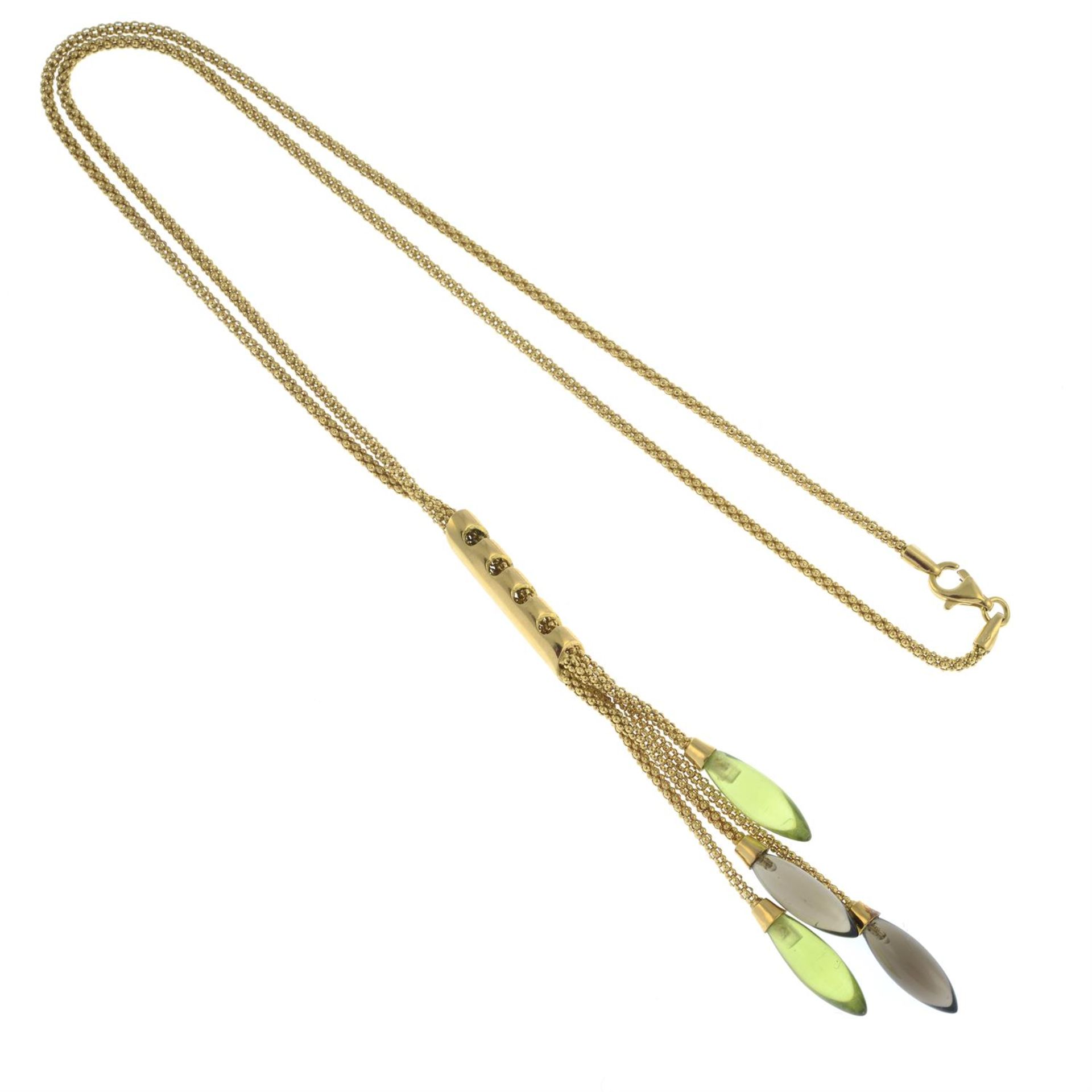 A peridot and smoky quartz drop necklace. - Image 2 of 2