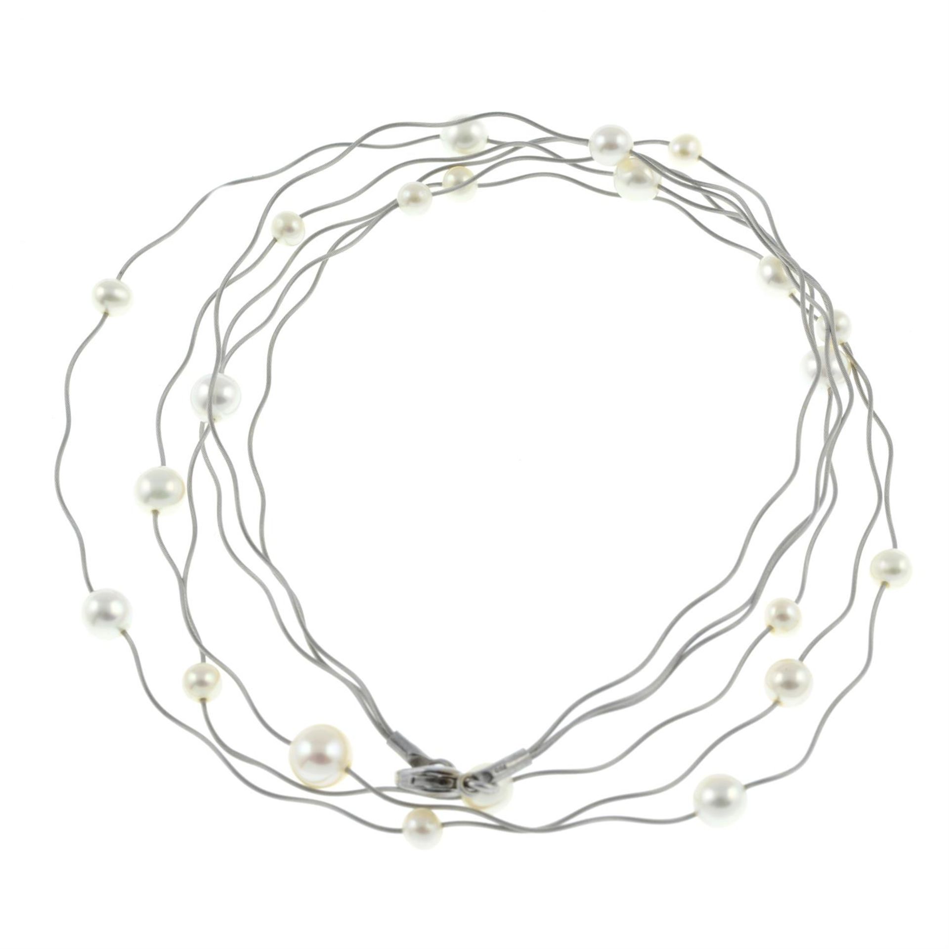 An 18ct gold cultured pearl necklace. - Image 2 of 2