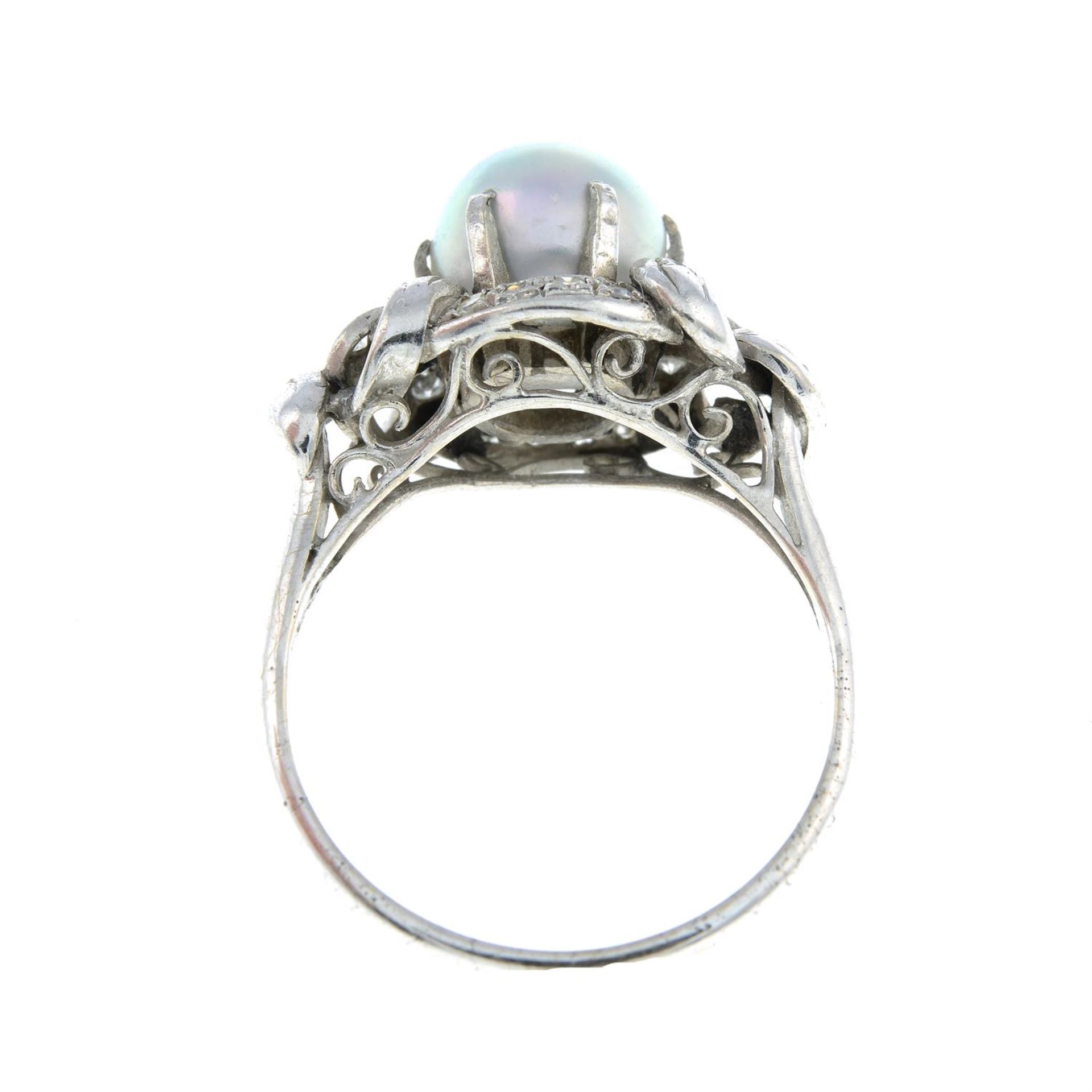 A cultured pearl and single-cut diamond dress ring. - Image 2 of 2