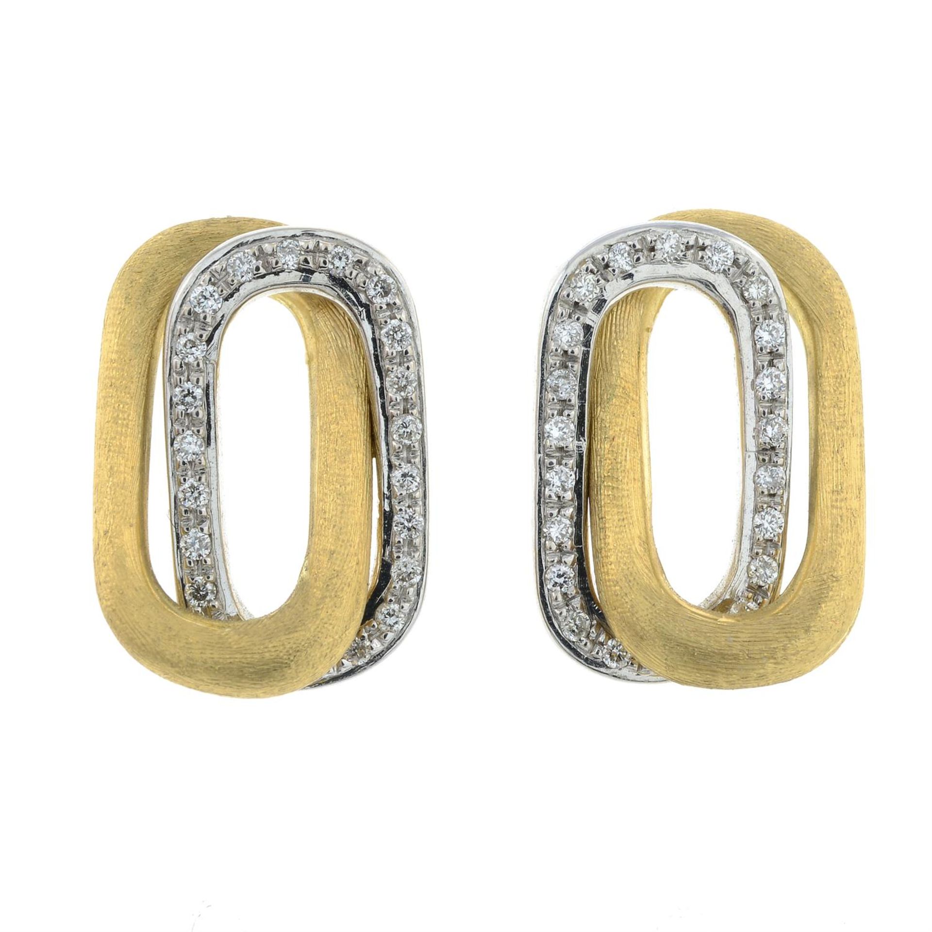 A pair of 18ct gold pavé-set diamond rectangular earrings, by Marco Bicego.