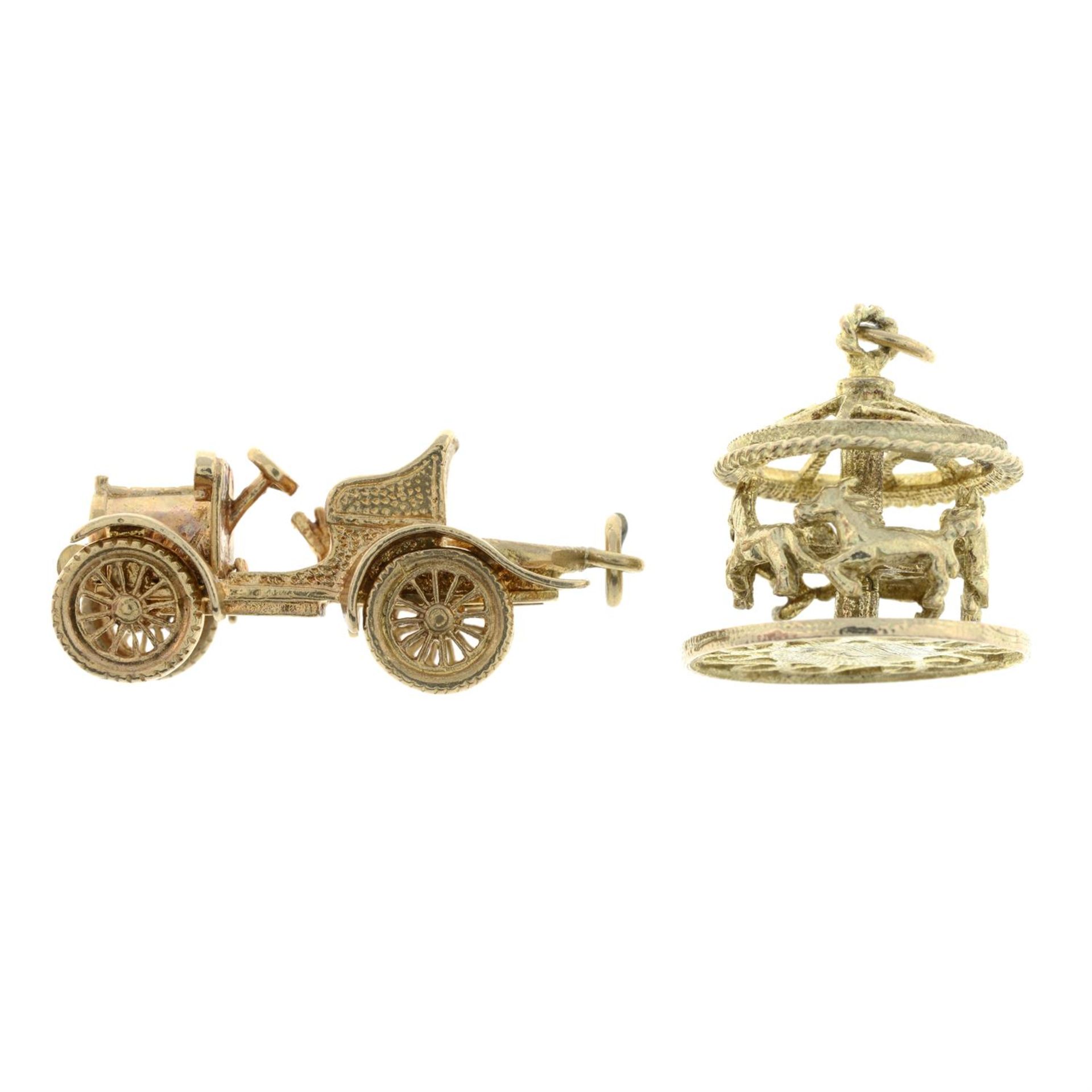 Two 9ct gold charms.