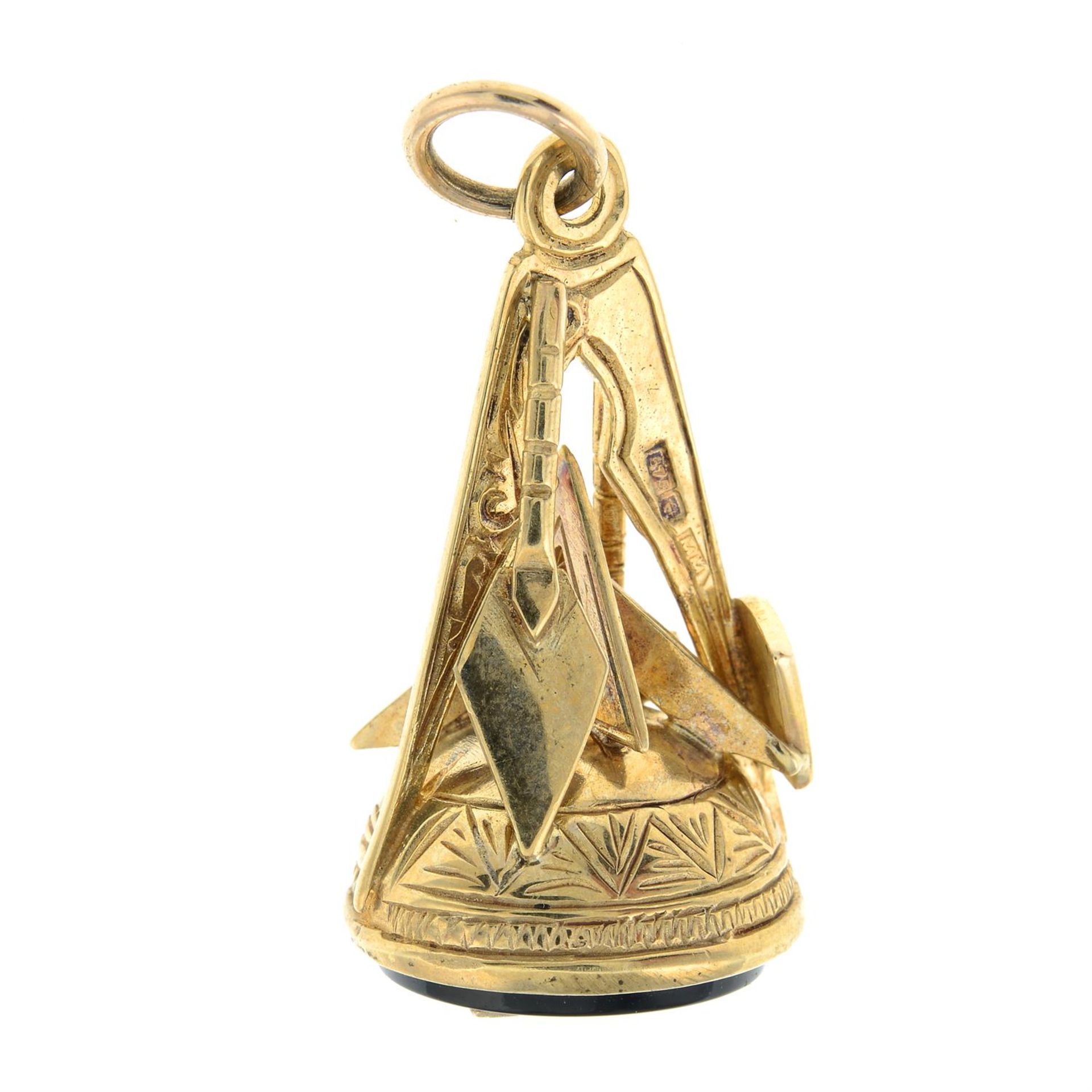 A 9ct gold Masonic onyx fob seal. - Image 2 of 2