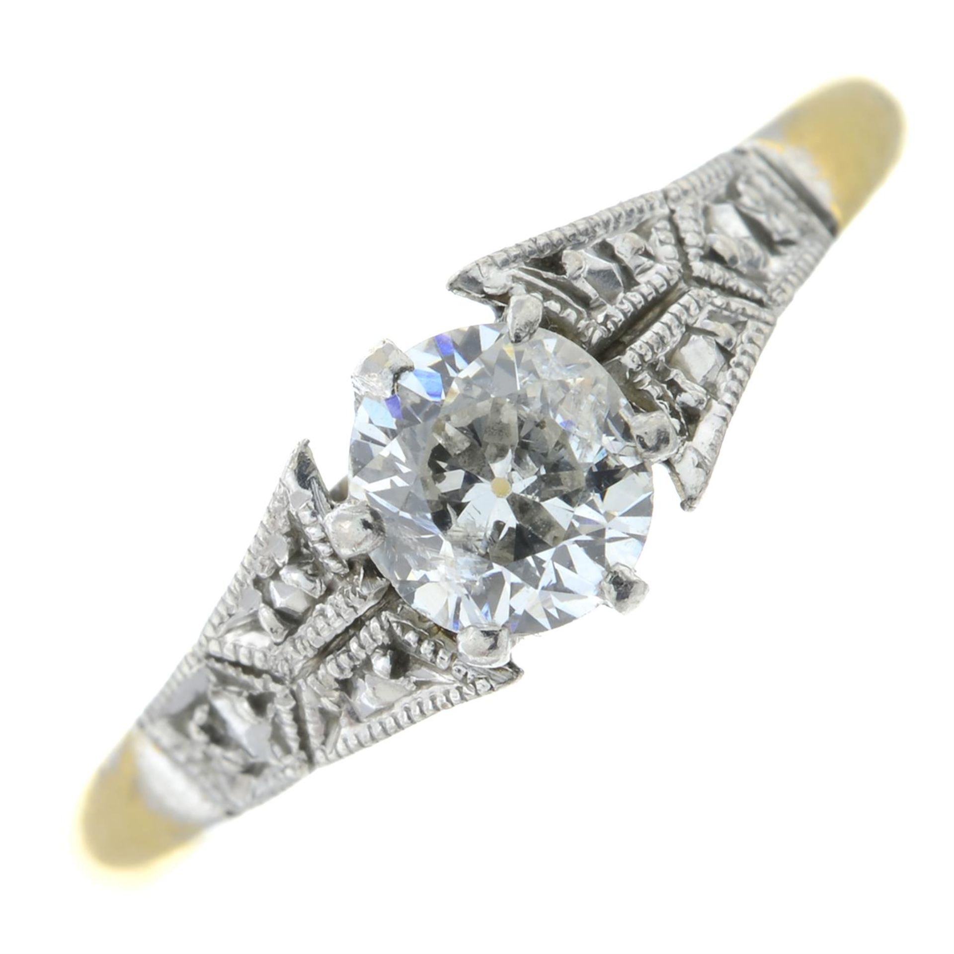 A mid 20th century 18ct gold old-cut diamond single-stone ring.