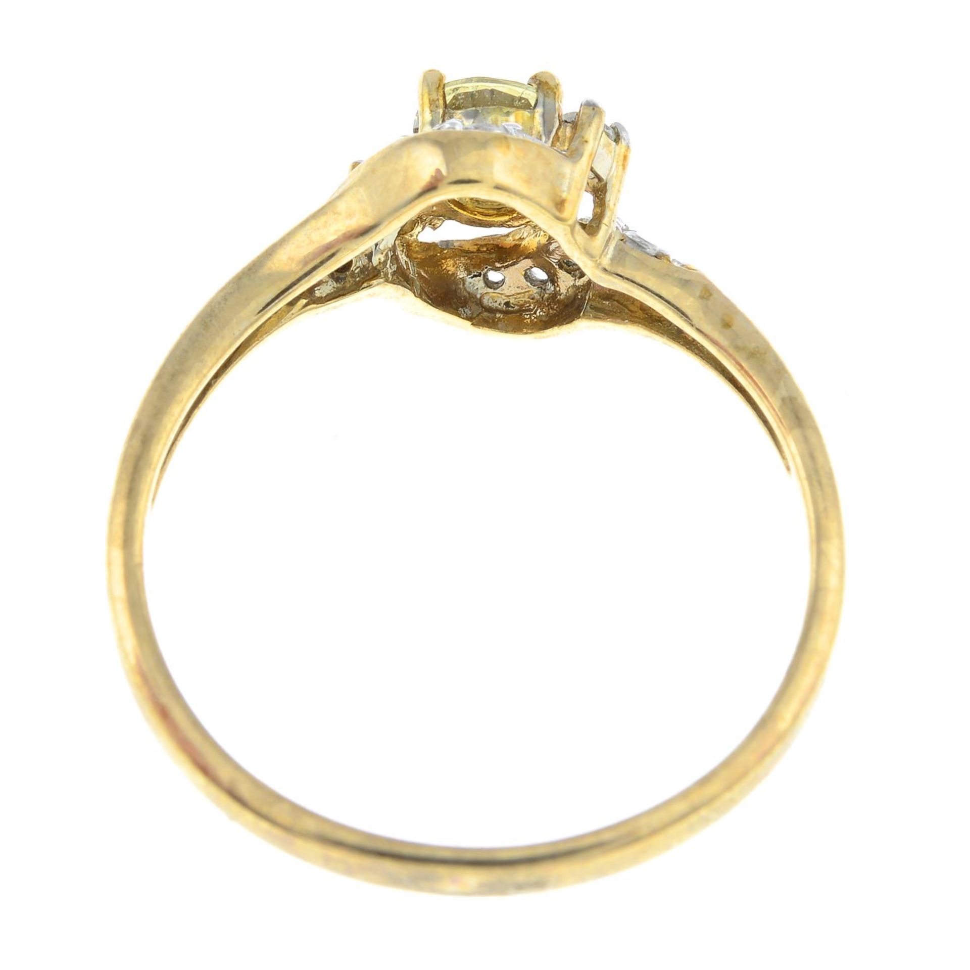 A 9ct gold green sapphire and colourless gem dress ring. - Image 2 of 2