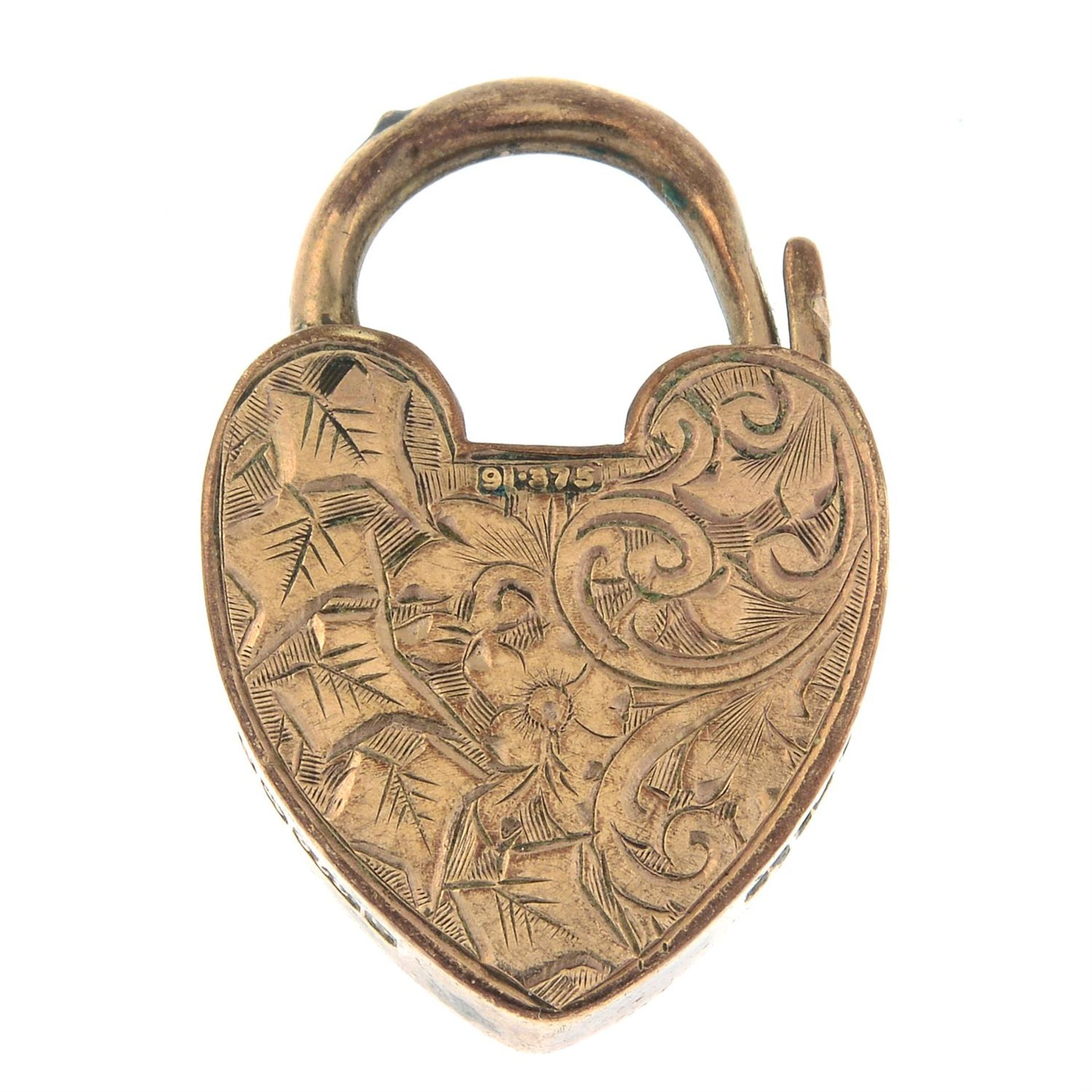 An Edwardian 9ct gold heart-shape padlock clasp. - Image 2 of 2