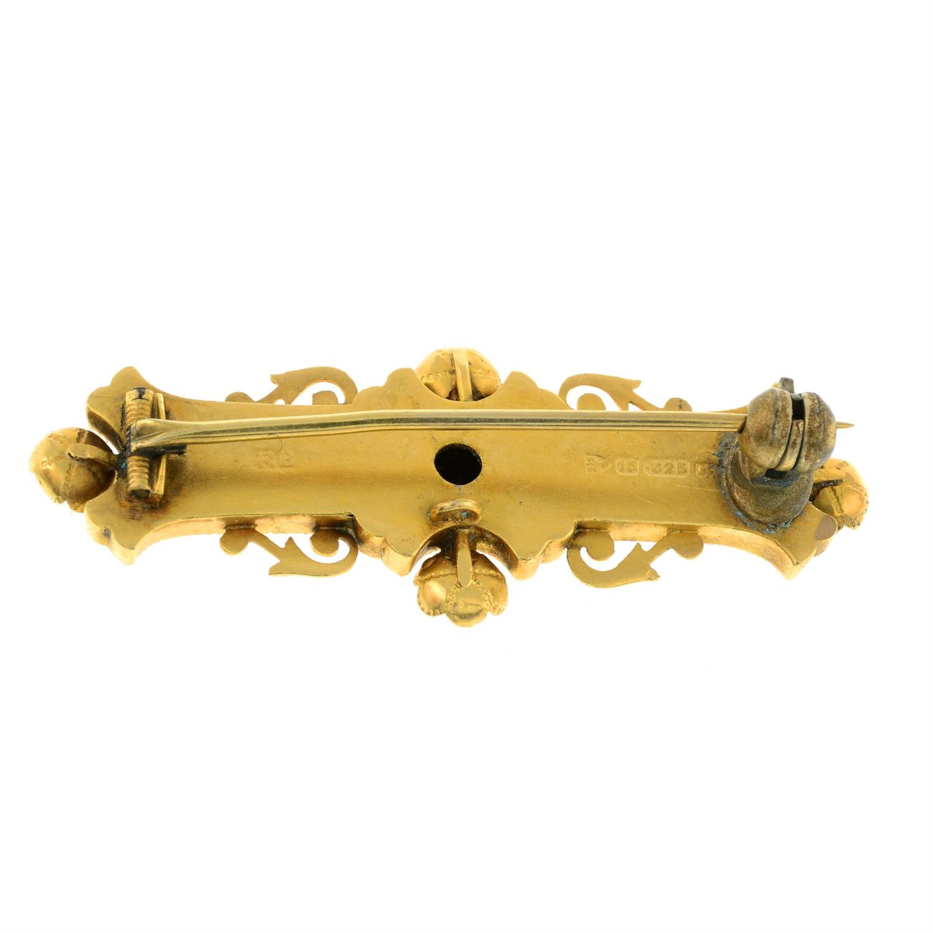 A late Victorian 15ct gold split pearl bar brooch. - Image 2 of 2