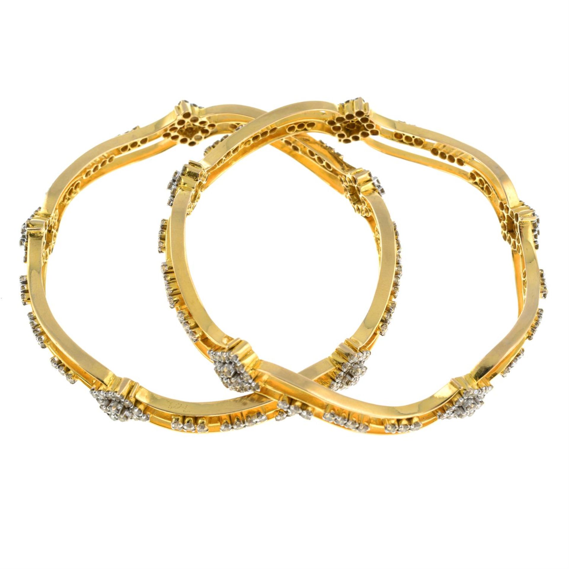 Two old-cut diamond openwork bangles. - Image 2 of 2