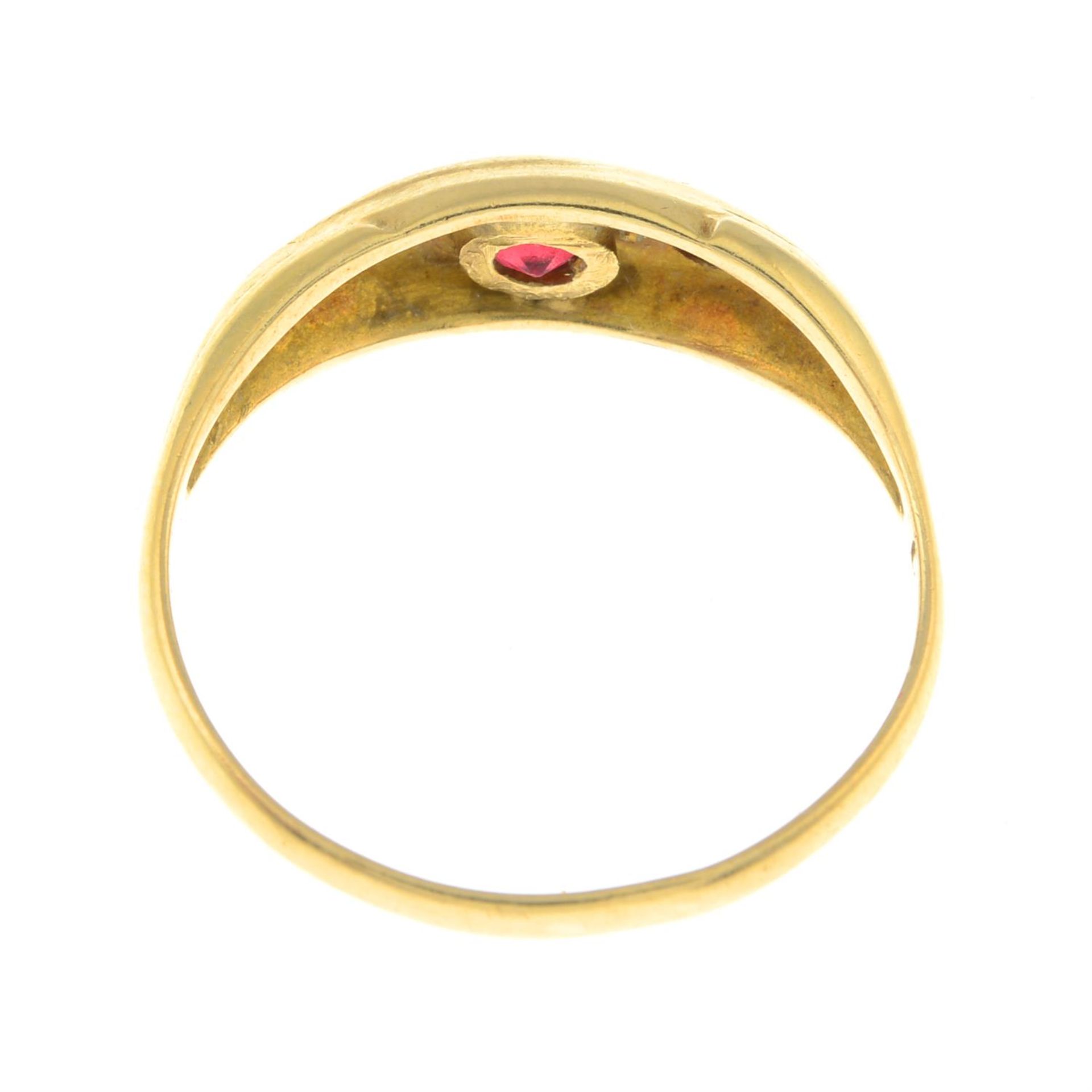 An early 20th century 18ct gold garnet-topped doublet, garnet and rose-cut diamond ring. - Image 2 of 2