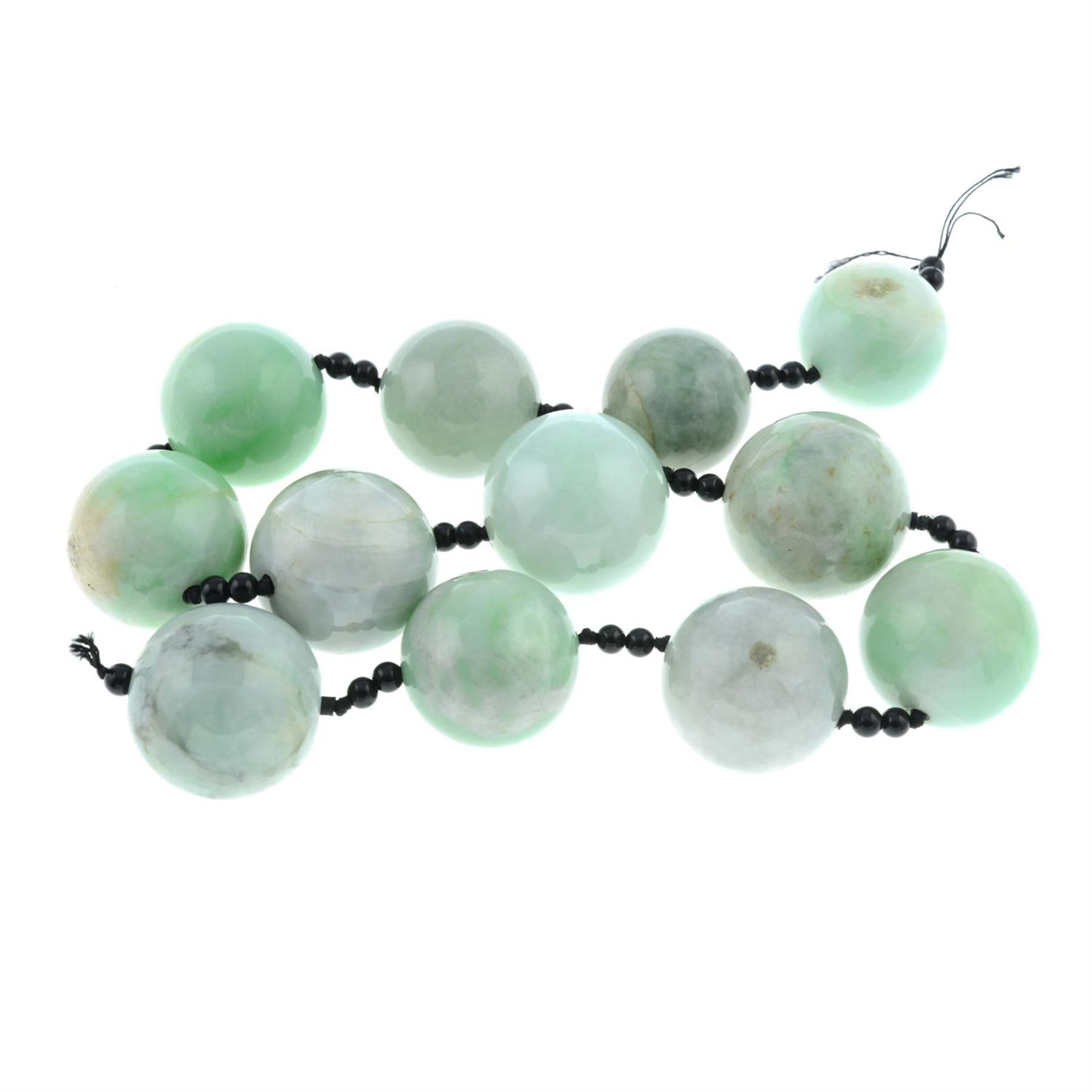 A jade bead necklace. - Image 2 of 2