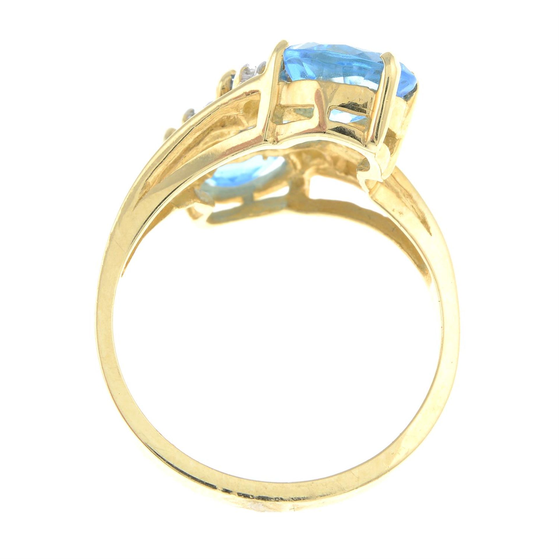 A blue topaz and diamond dress ring. - Image 2 of 2