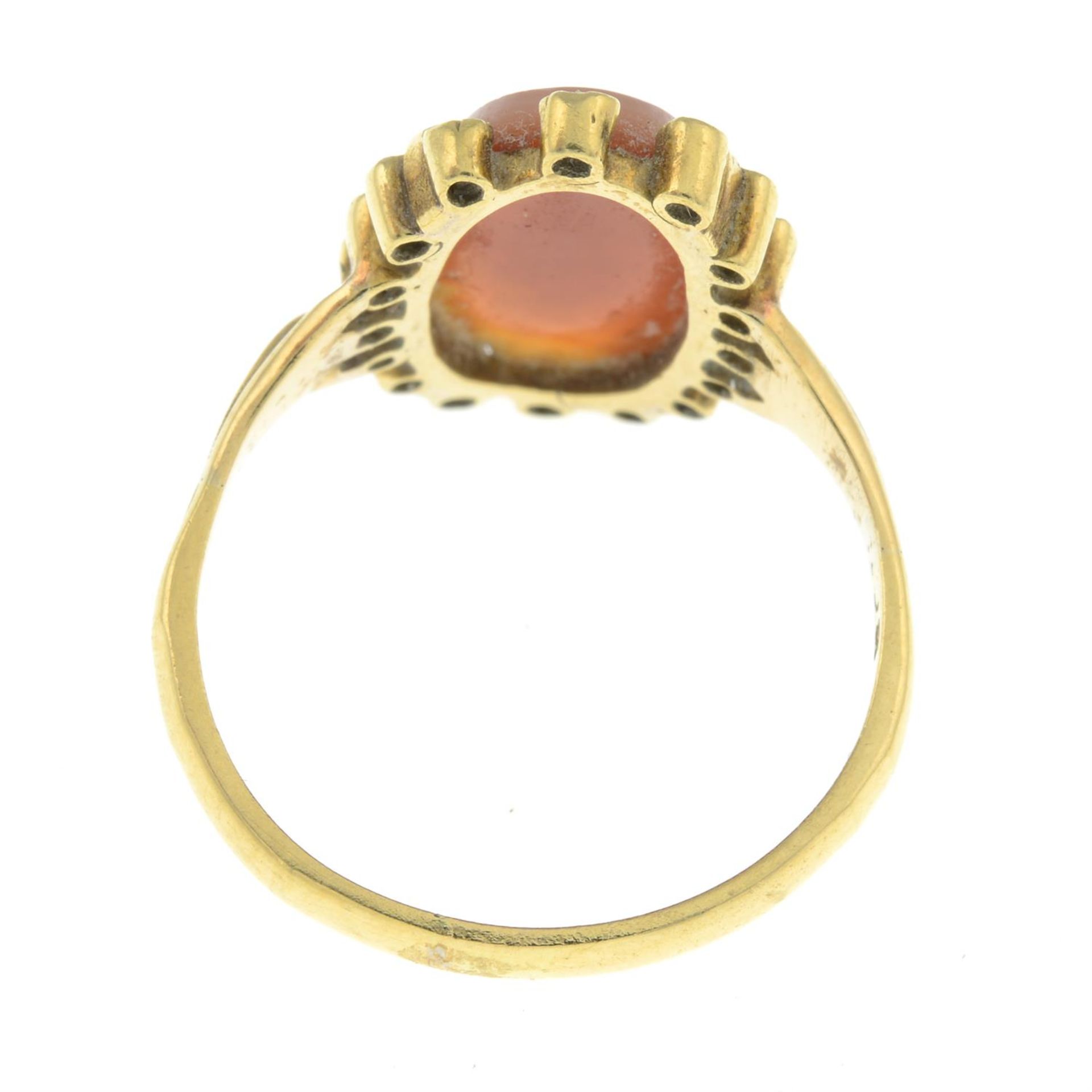 A carnelian cameo and rose-cut diamond ring. - Image 2 of 2