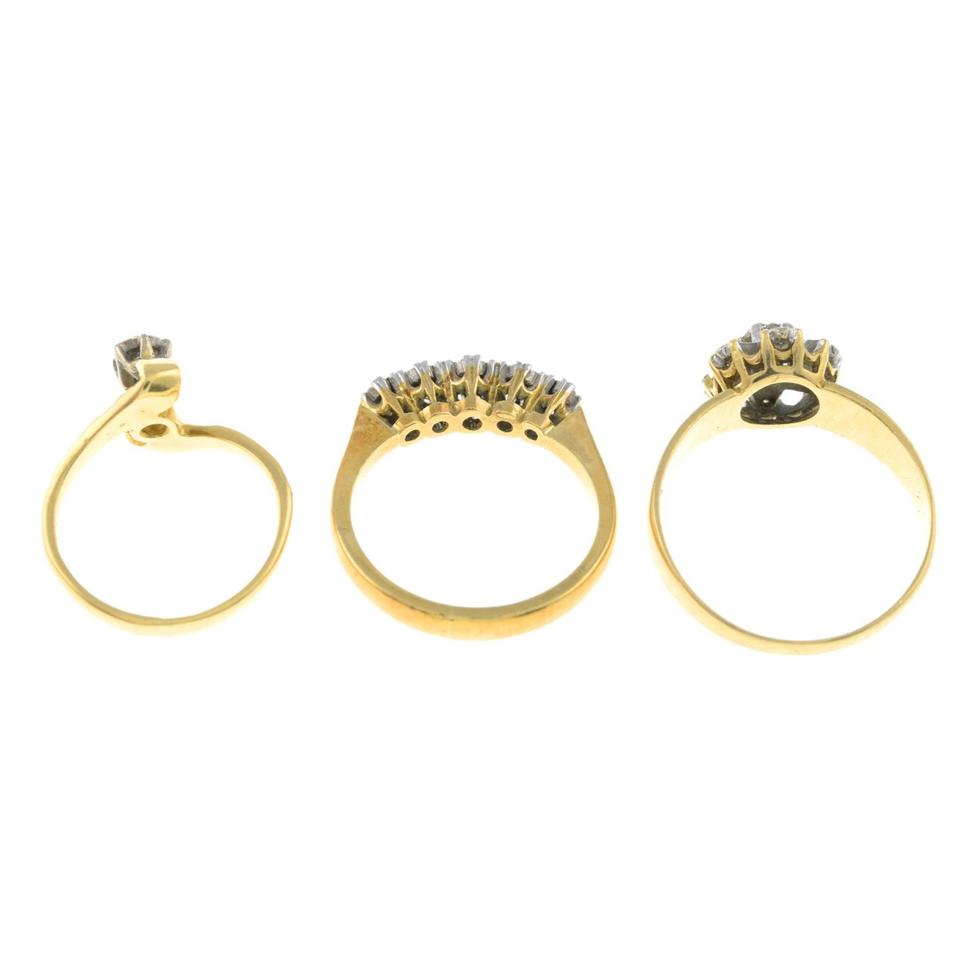 Three 18ct gold diamond rings. - Image 2 of 2