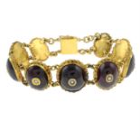 A 19th century gold foil-back garnet and split pearl bracelet.