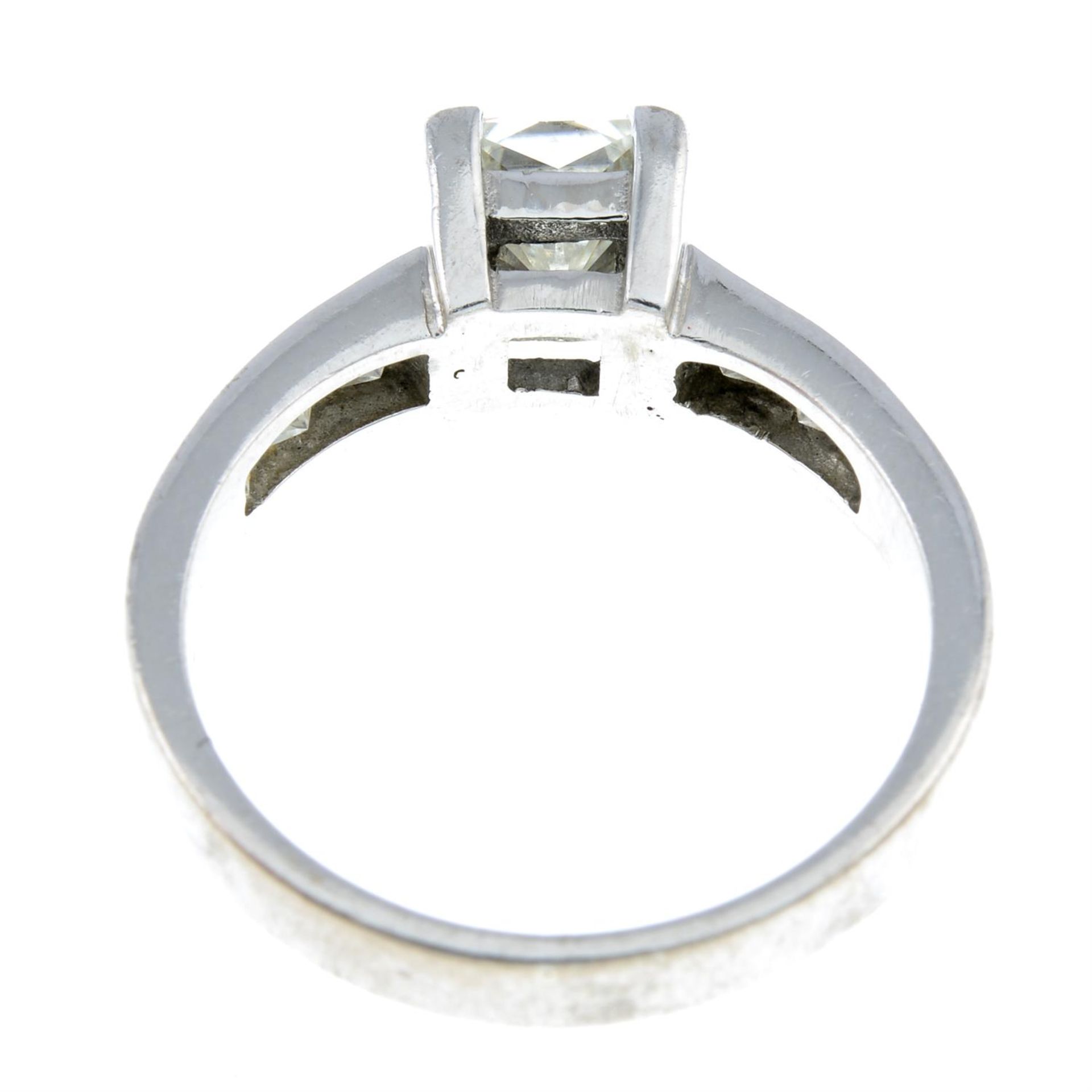 An 18ct gold synthetic moissanite ring. - Image 2 of 2