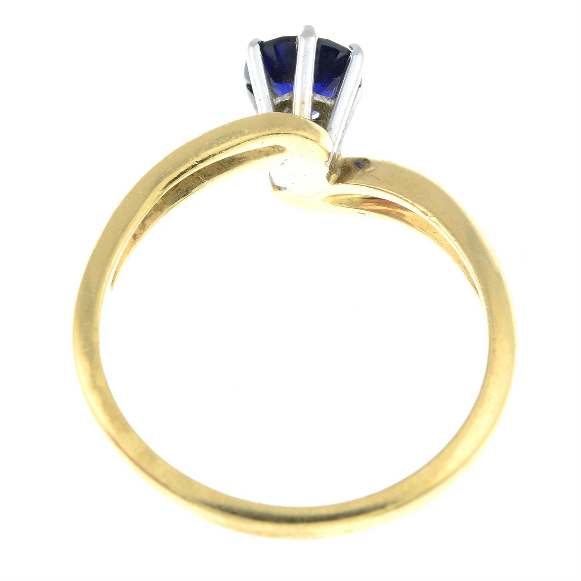 An 18ct gold synthetic sapphire single-stone ring. - Image 2 of 2