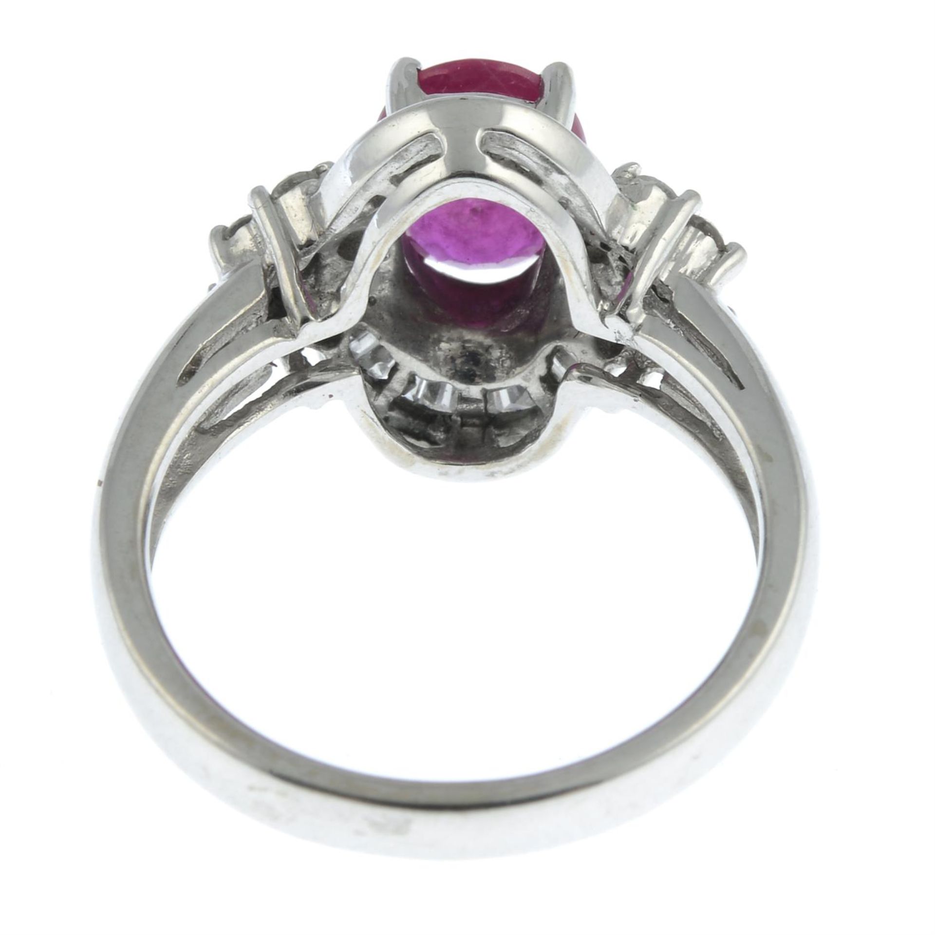 A ruby and vari-cut diamond cluster ring. - Image 2 of 2