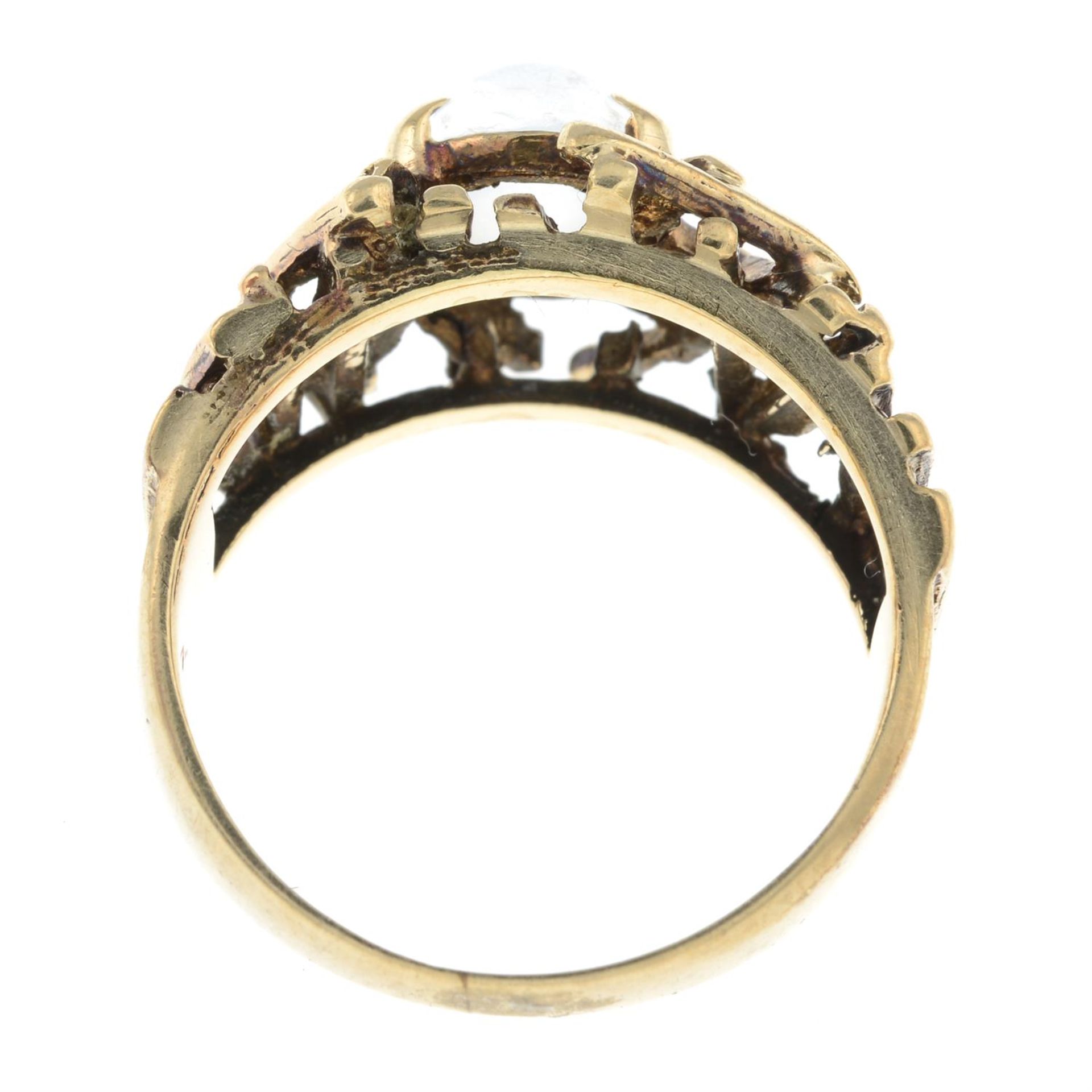 A mid 20th century 9ct gold moonstone dress ring. - Image 2 of 2