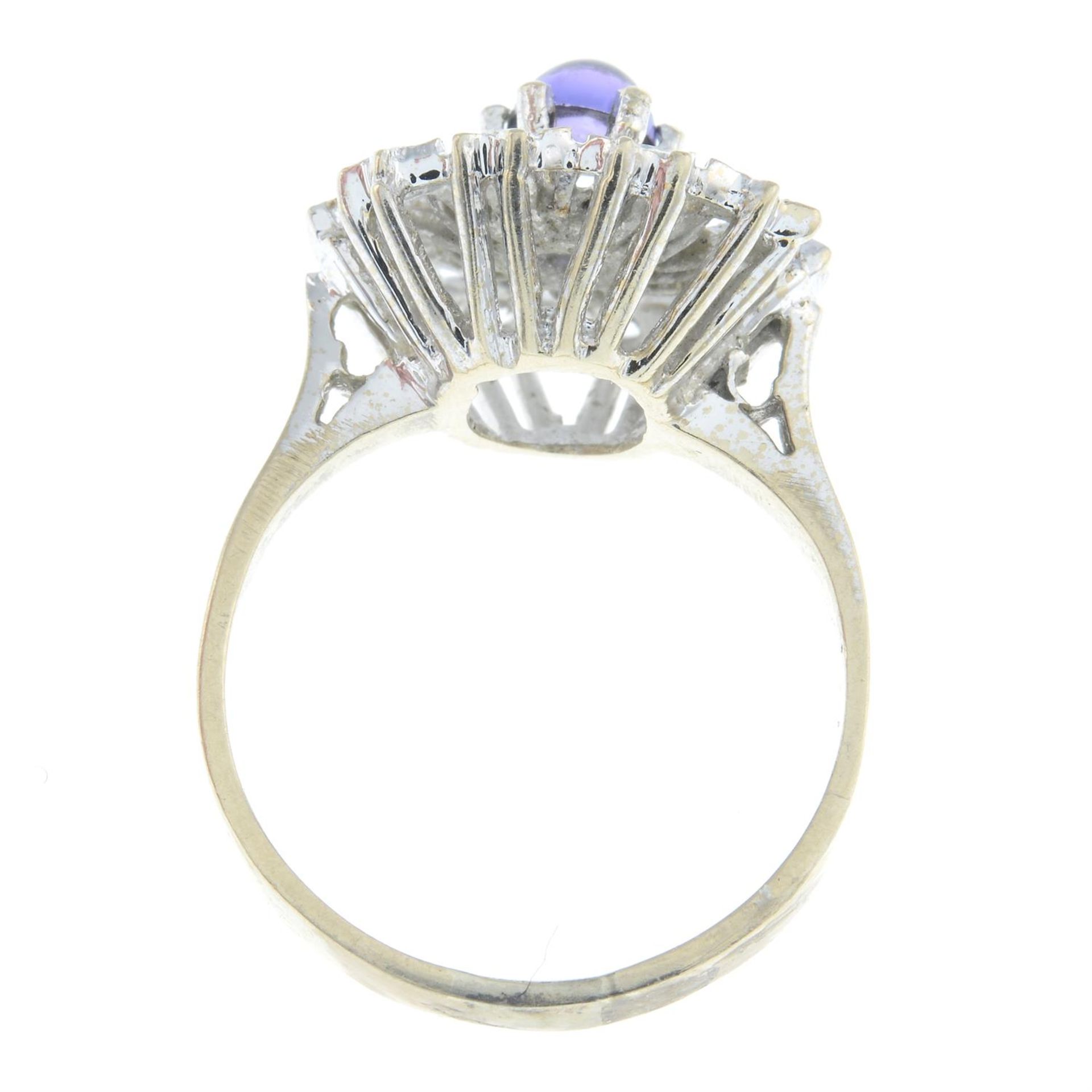 A purple sapphire and colourless gem cluster ring. - Image 2 of 2