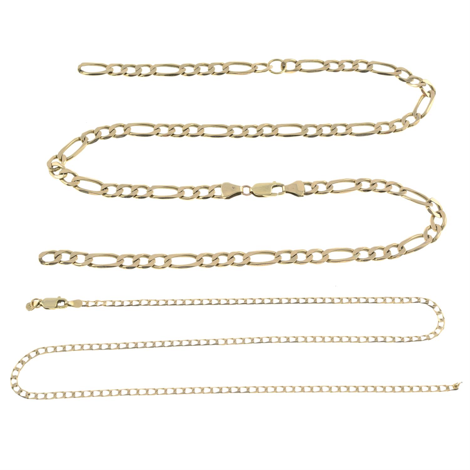 (69302) Two chain necklaces and two 9ct gold bracelets.