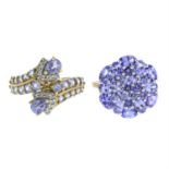 Two 9ct gold tanzanite rings.