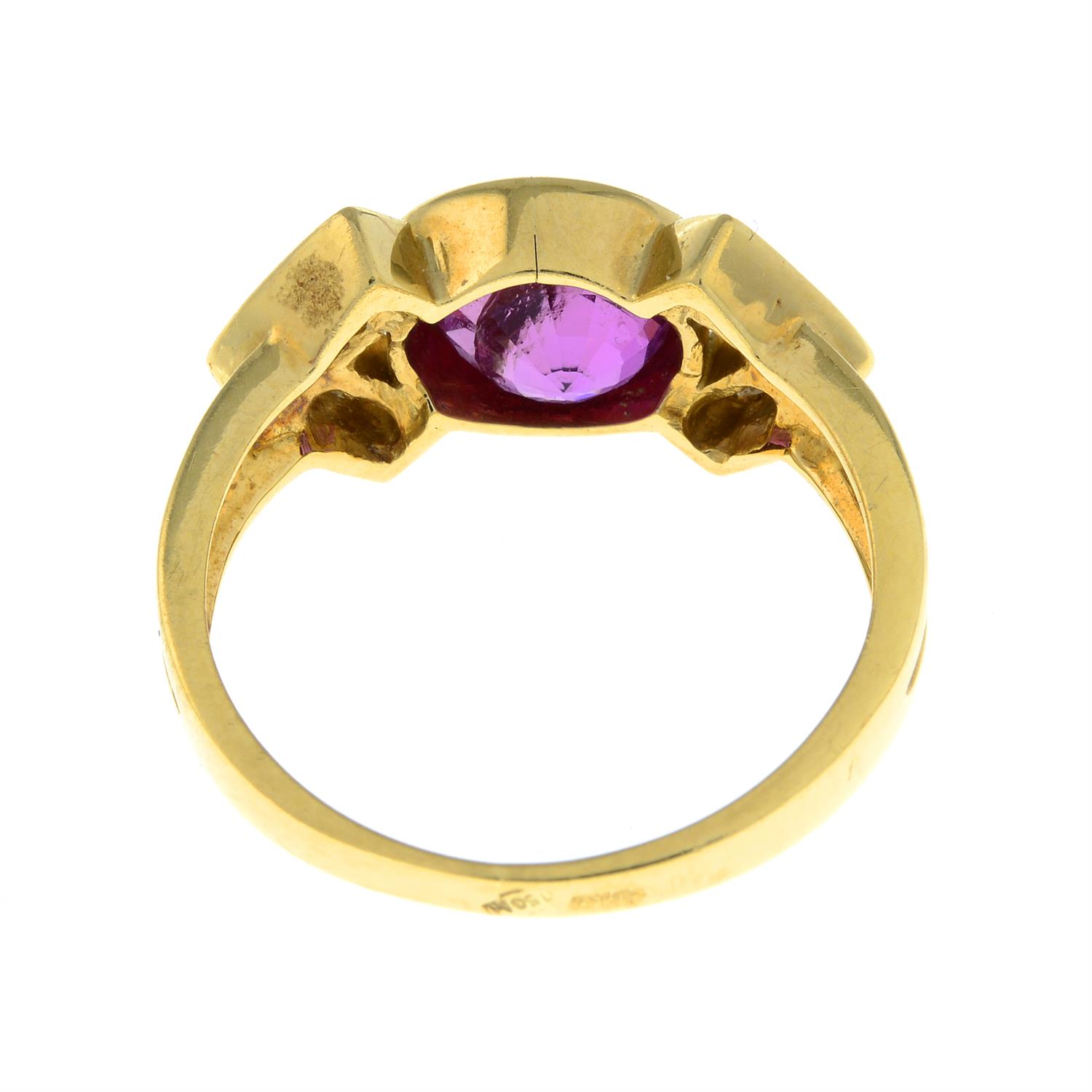 A pink sapphire and diamond dress ring. - Image 2 of 2