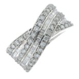 A vari-cut diamond crossover ring.