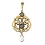 An early 20th century moonstone foliate pendant.